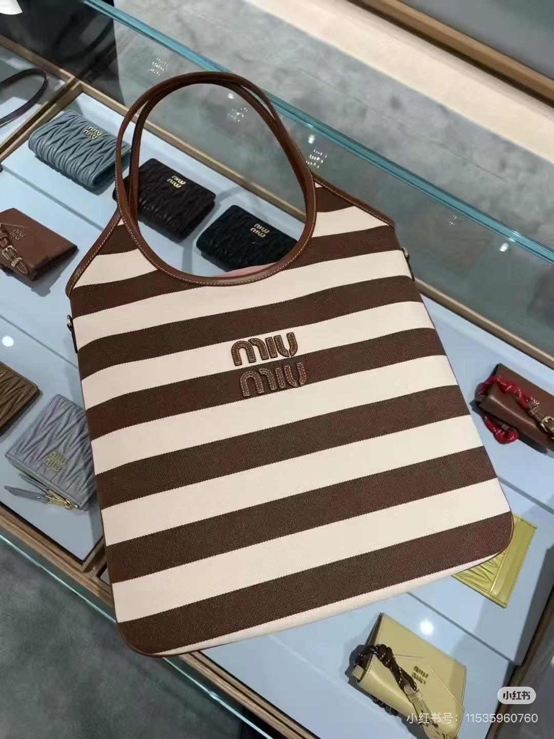 NO:558349,brown stripes,MIUMIU,miumiu19860909棕条纹,MIUMIU,miumiu,Bag