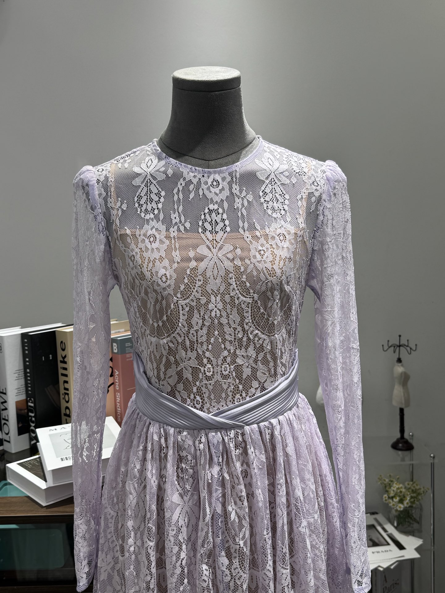Elegant Lavender Lace Dress - Long Sleeve, Irregular Hem, Fitted Waist 2 i1743865859812 5768 0 1