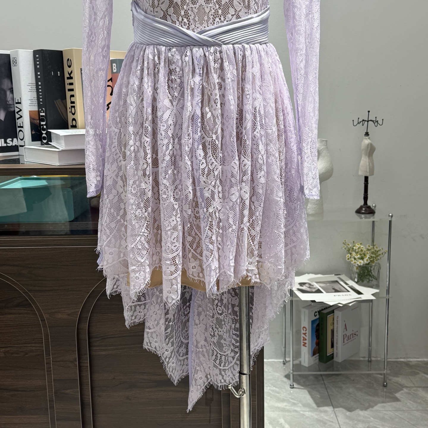 Elegant Lavender Lace Dress - Long Sleeve, Irregular Hem, Fitted Waist 3 i1743865861801 4311 0 2
