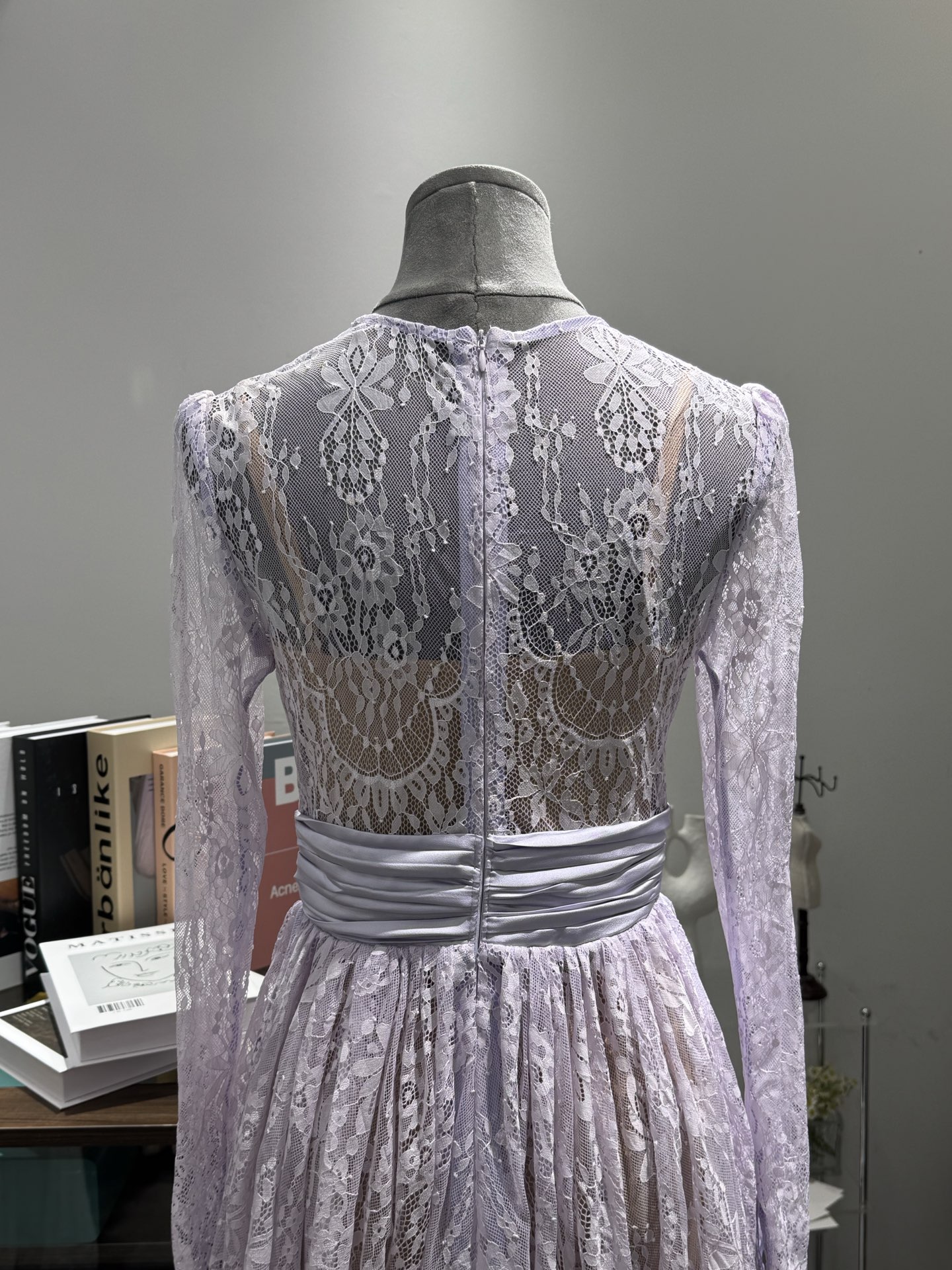 Elegant Lavender Lace Dress - Long Sleeve, Irregular Hem, Fitted Waist 6 i1743865861891 7573 0 6