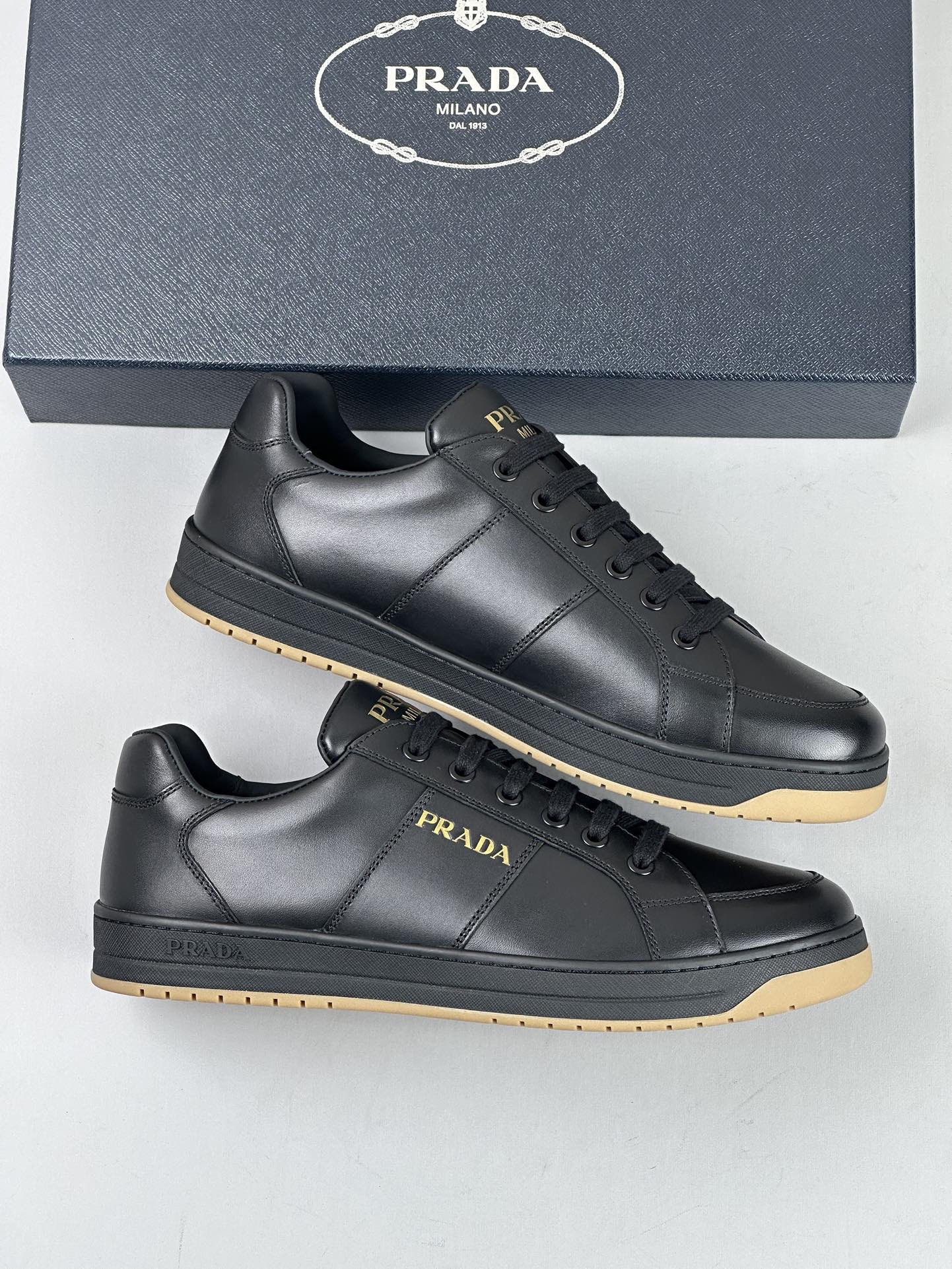 Prada Style Beige Leather Men's Shoes style reference detail image 6 from source 781915