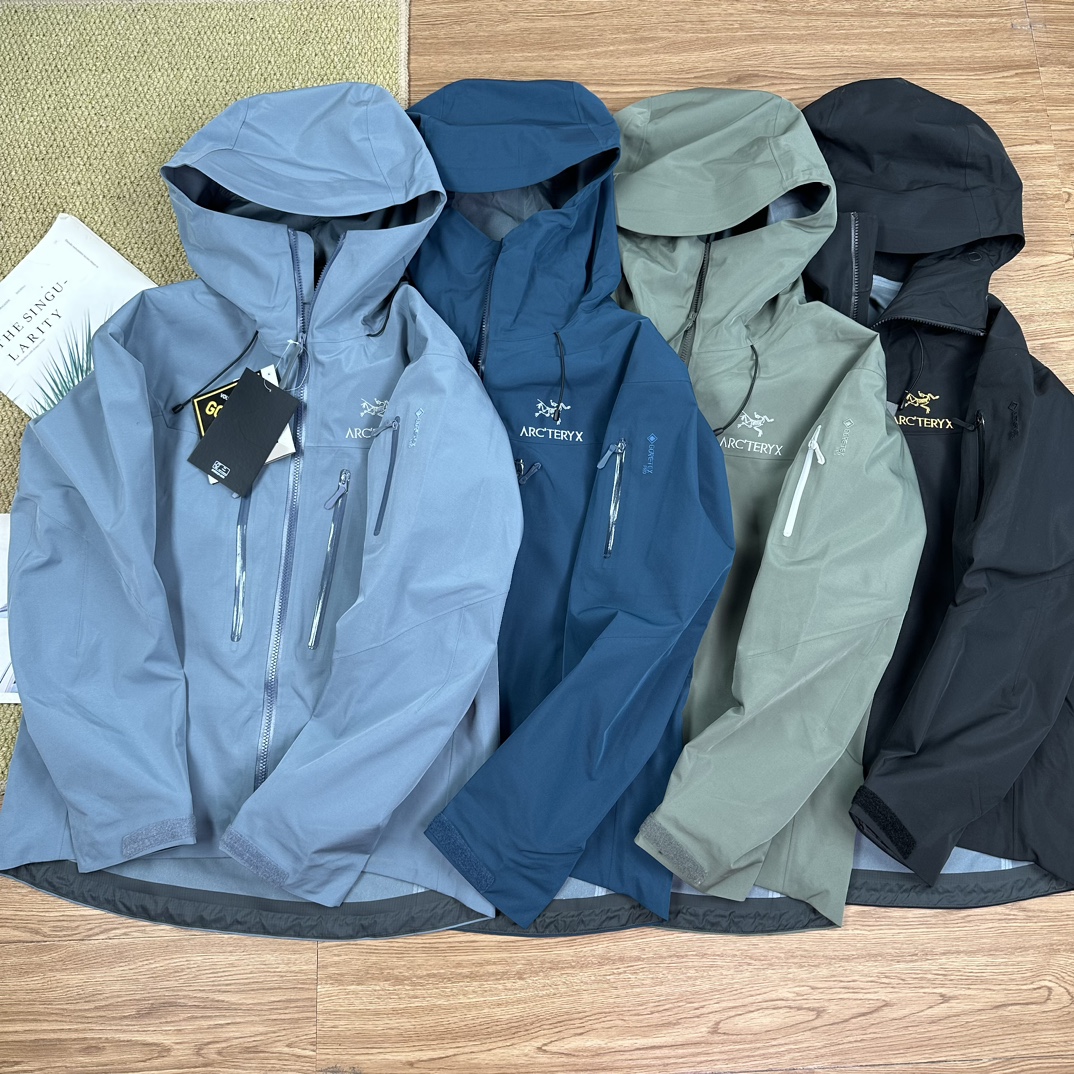 Arcteryx Kleding Jas &Jassen Zwart Blauw Groen Grijs Splijten Unisex TPU Bovenzijde met capuchon