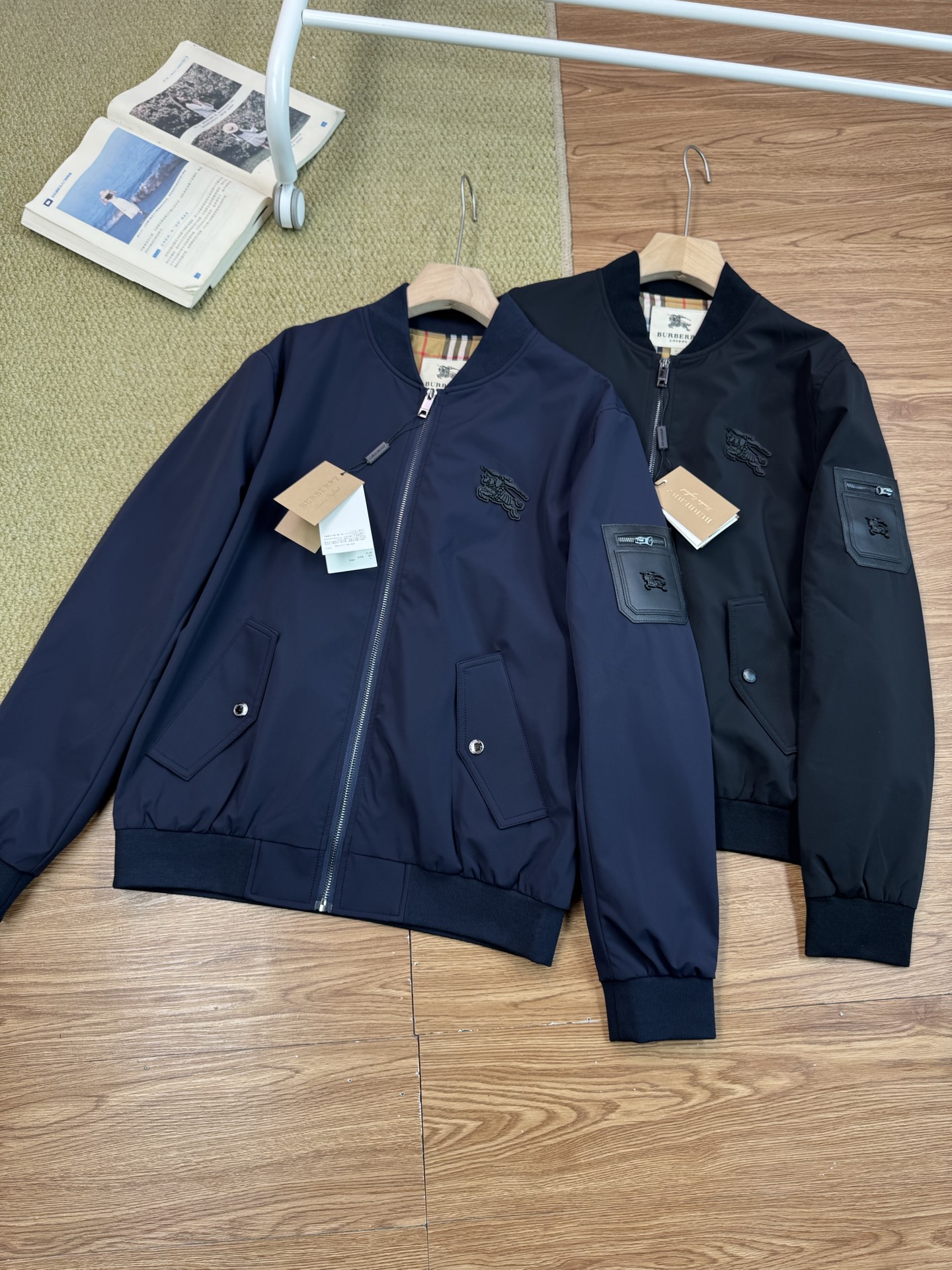 Burberry Baseball Collar Jacket, Classic Business Style, Recycled Nylon Fabric