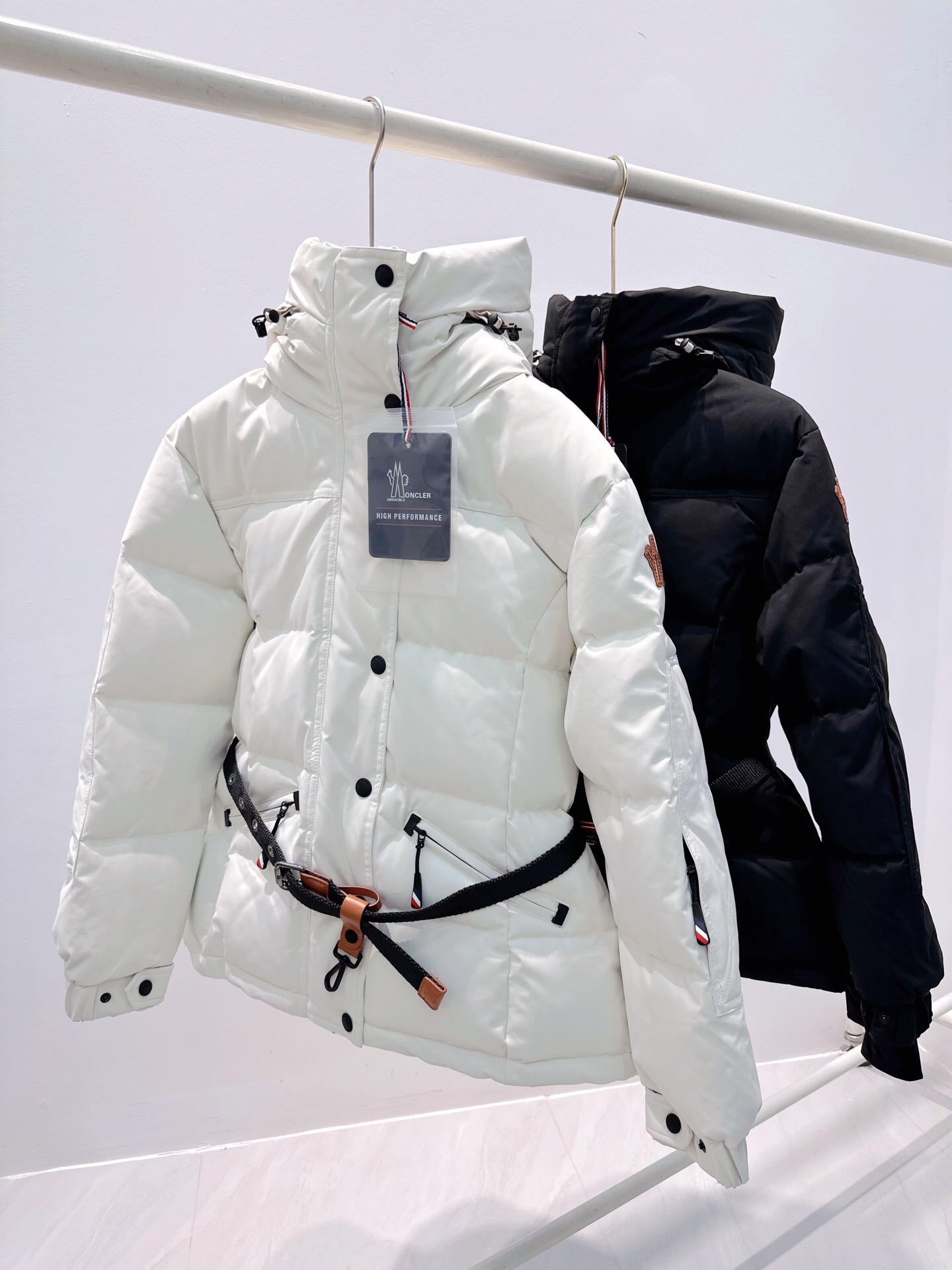 Belted High Collar Puffer Jacket