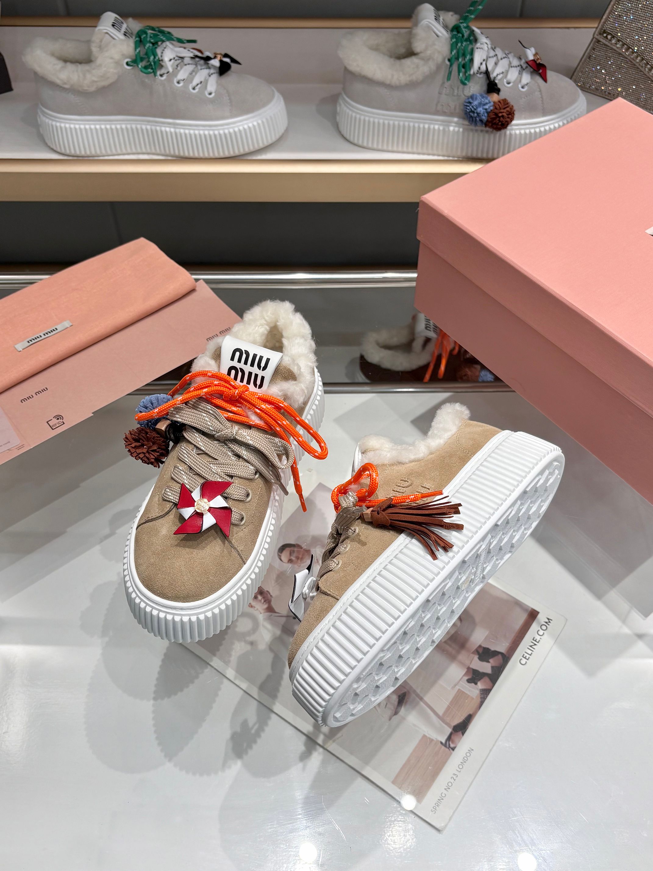 Miu Miu Women's 25SS Winter New Thick-Soled Sneakers, Lambswool Shoes 5 a1758187489525 8411