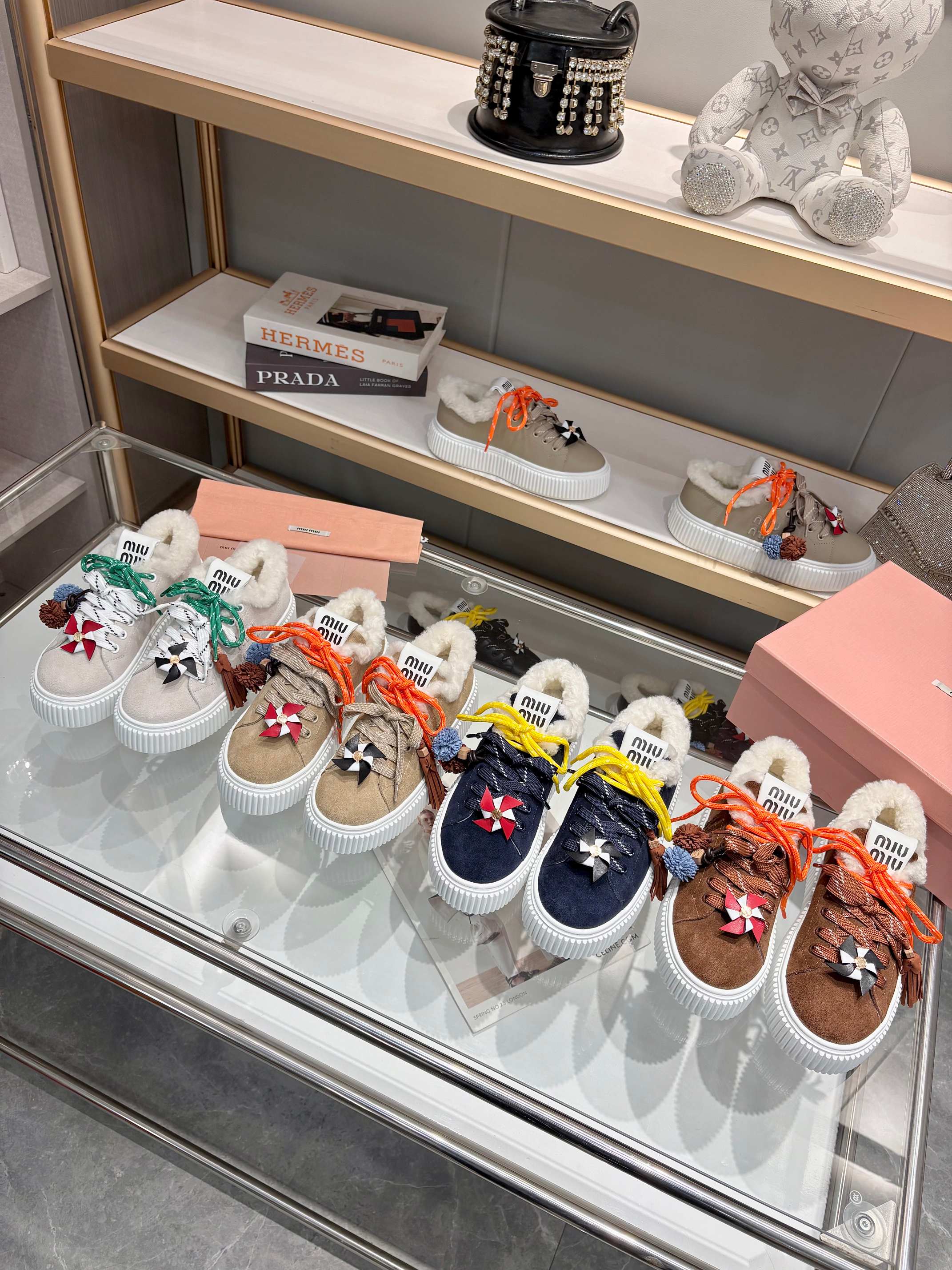 Miu Miu Women's 25SS Winter New Thick-Soled Sneakers, Lambswool Shoes 10 a1758187490309 5162