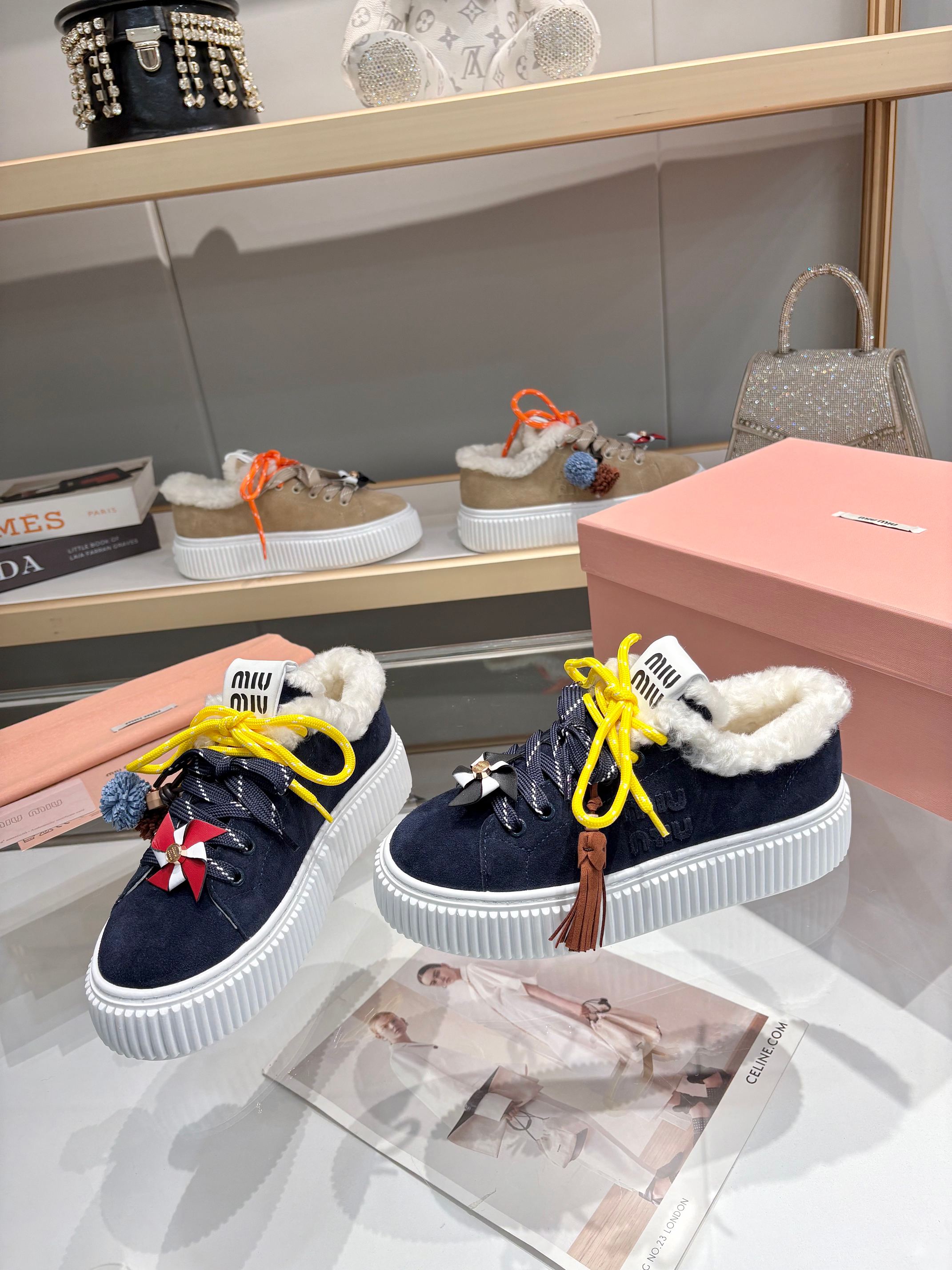 Miu Miu 25SS Flatform Sneakers, Lambswool Trim, Comfortable and Stylish 6 a1758187546983 8101