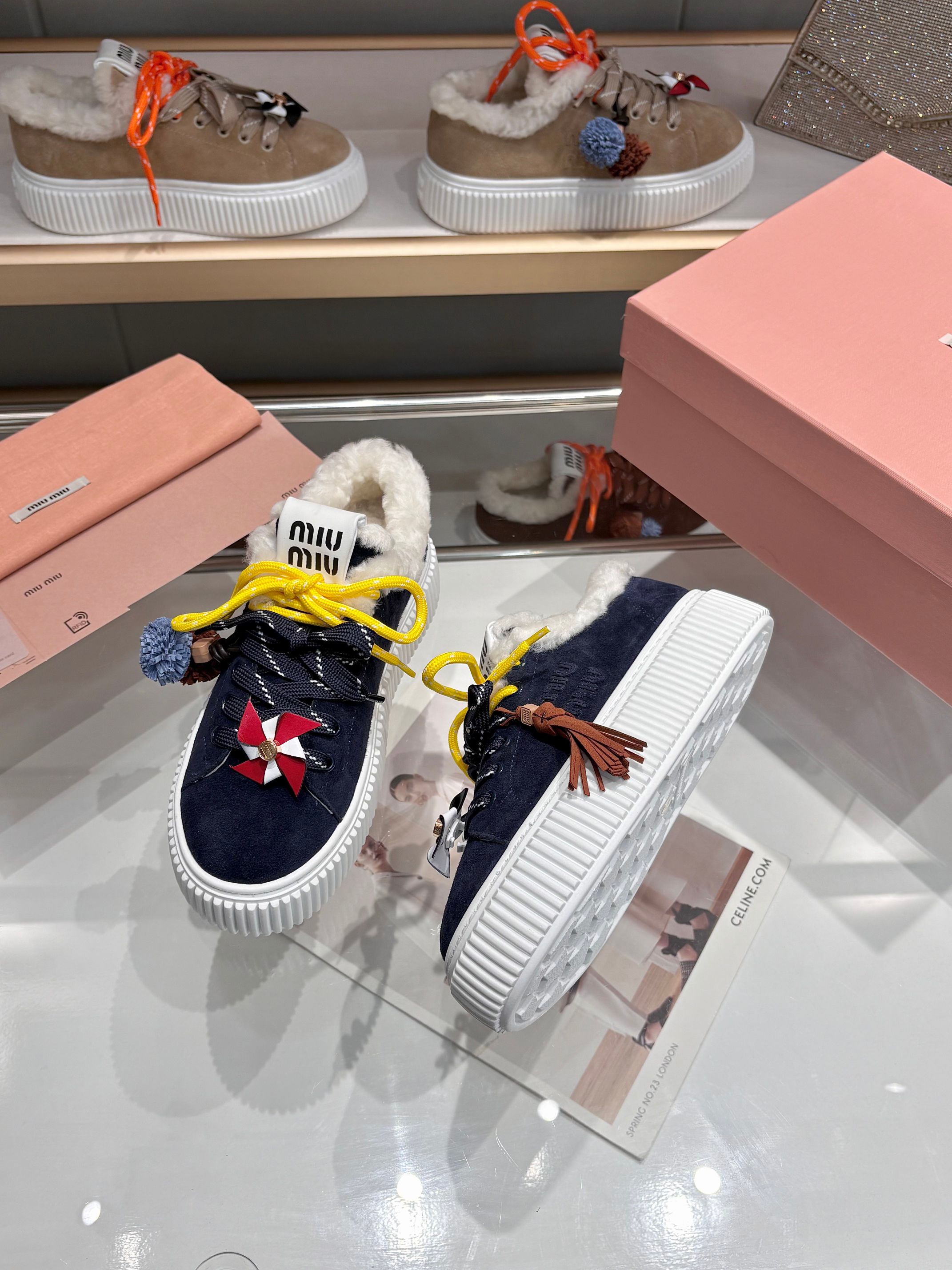 Miu Miu 25SS Flatform Sneakers, Lambswool Trim, Comfortable and Stylish 7 a1758187546994 6627