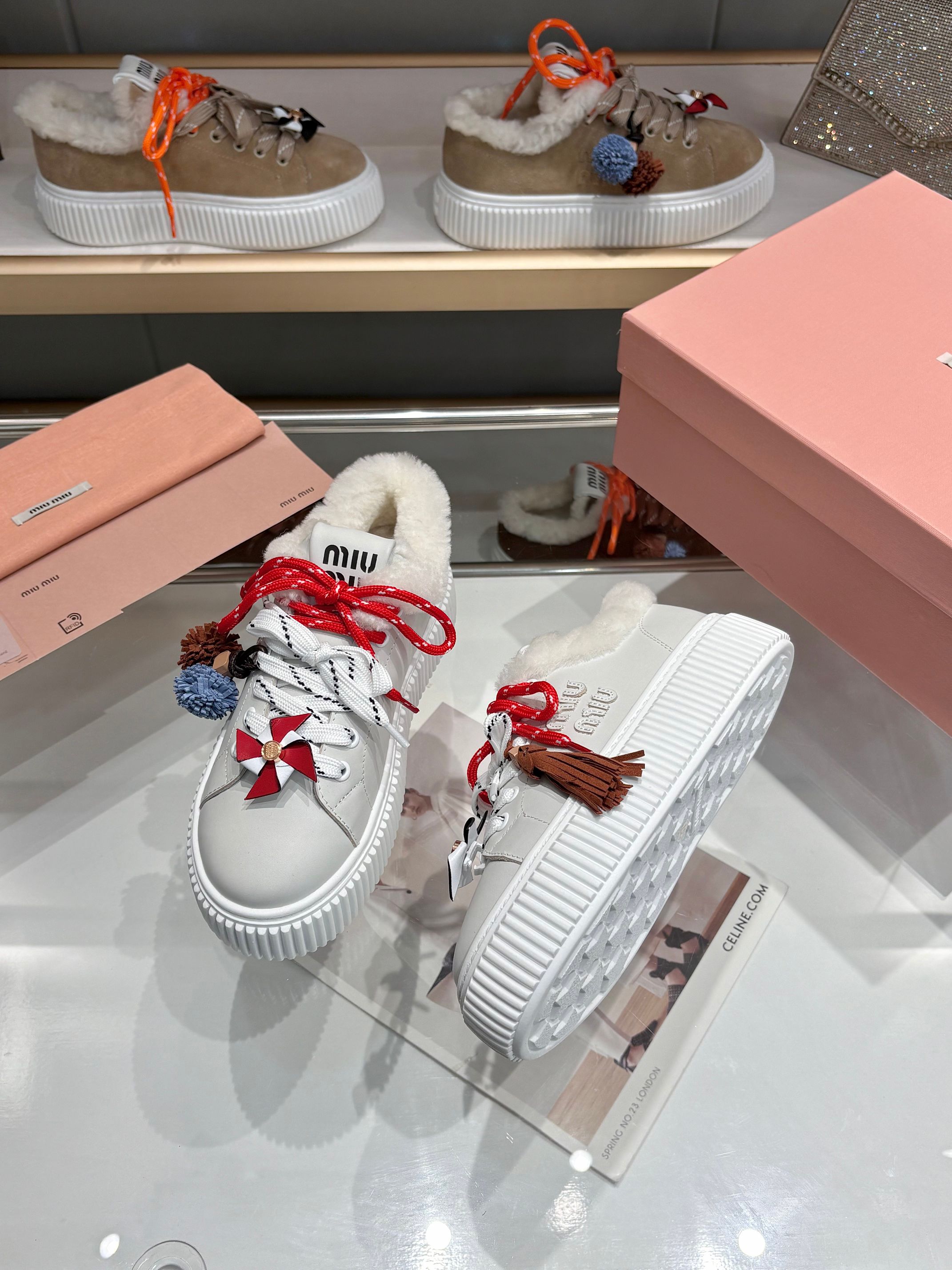 Miu Miu 25SS Winter New Thick-Soled White Shoes Lamb Wool Sneakers 7 a1758187586284 6158