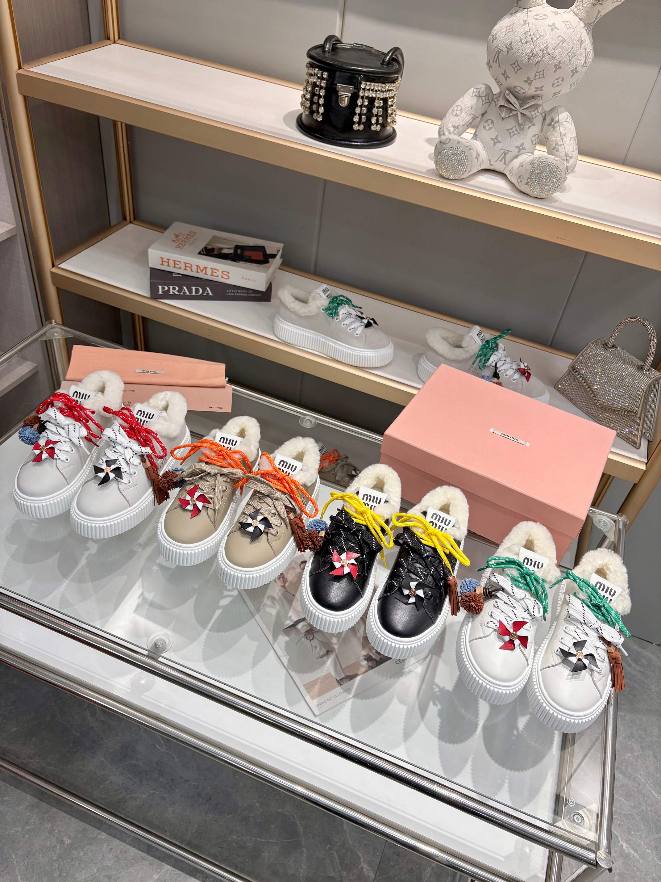 Miu Miu Women's Shearling-Lined Leather Platform Sneakers - Iconic Style 10 a1758187624163 5237