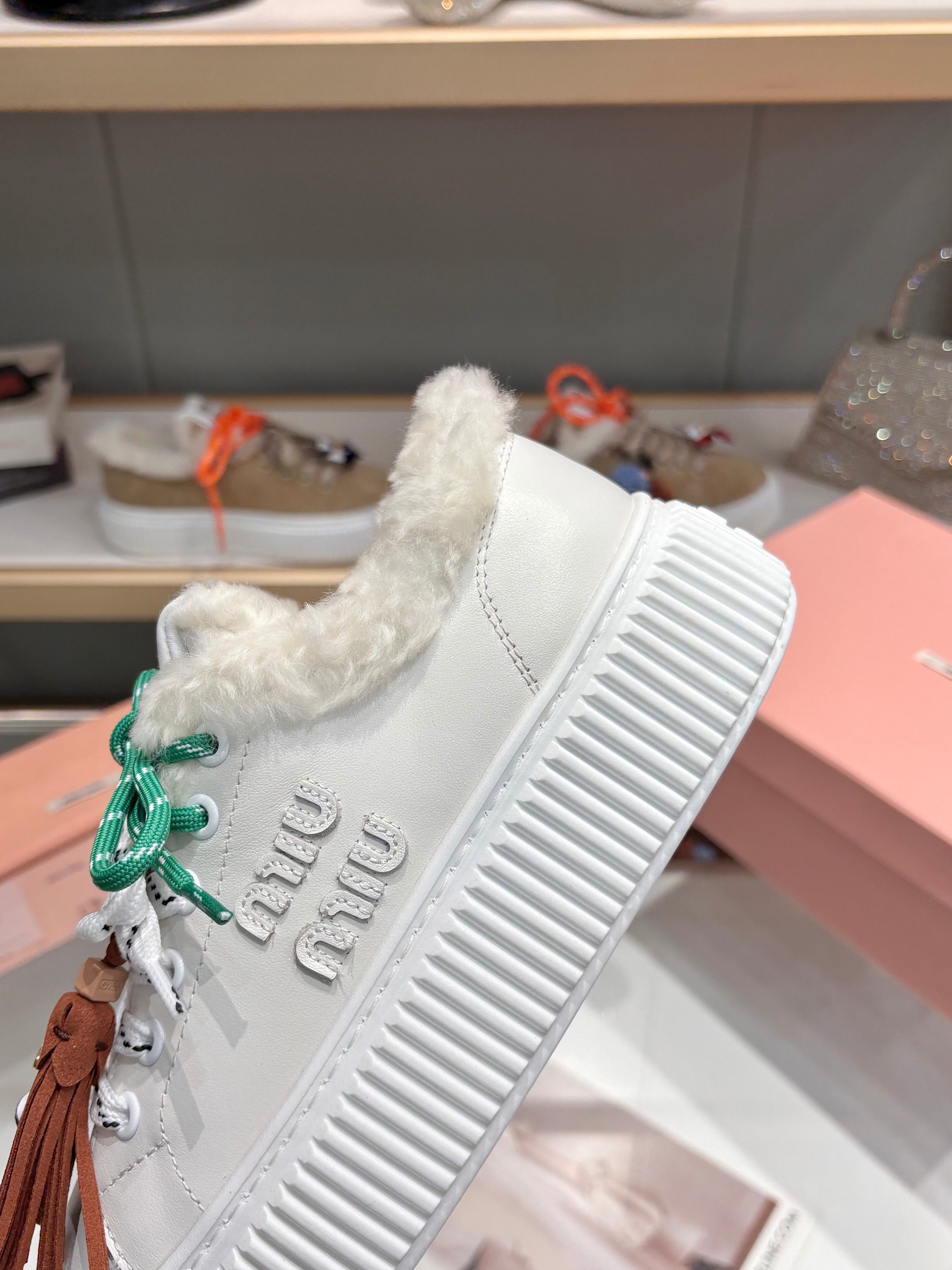 Miu Miu Women's Shearling-Lined Leather Platform Sneakers - Iconic Style 9 a1758187688015 7418