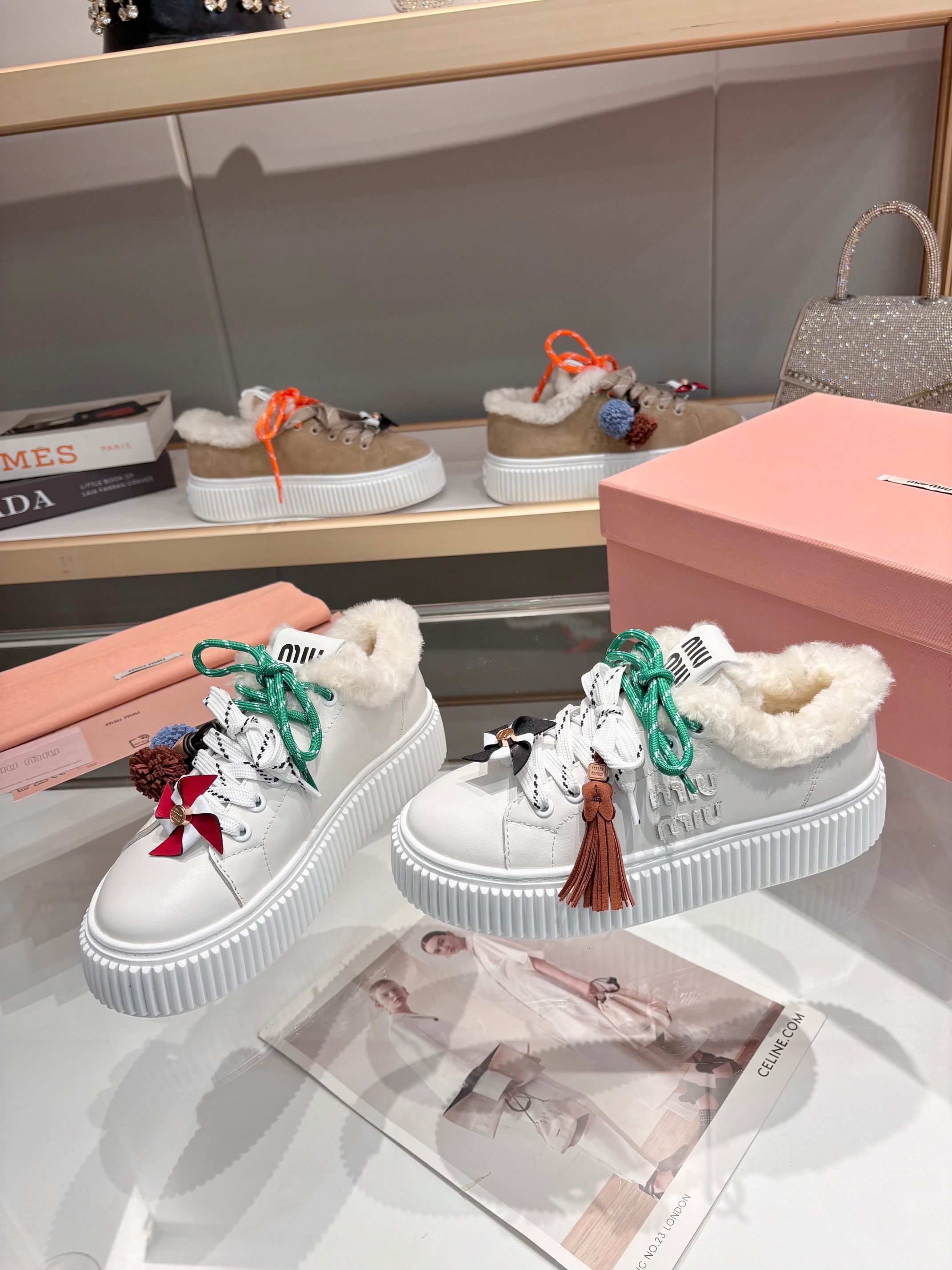 Miu Miu Women's Shearling-Lined Leather Platform Sneakers - Iconic Style 6 a1758187689623 1766