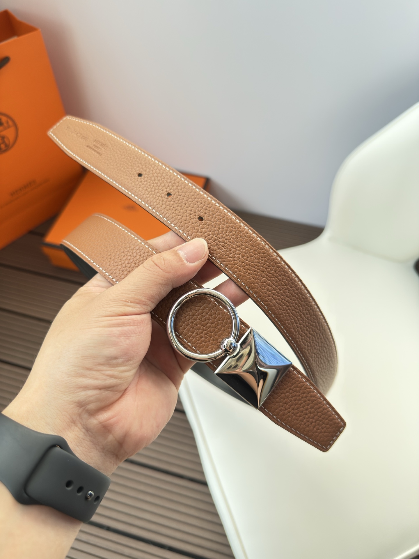  Hermès 双面进口原版皮料 纯钢五金 高端上档次  3.2CM