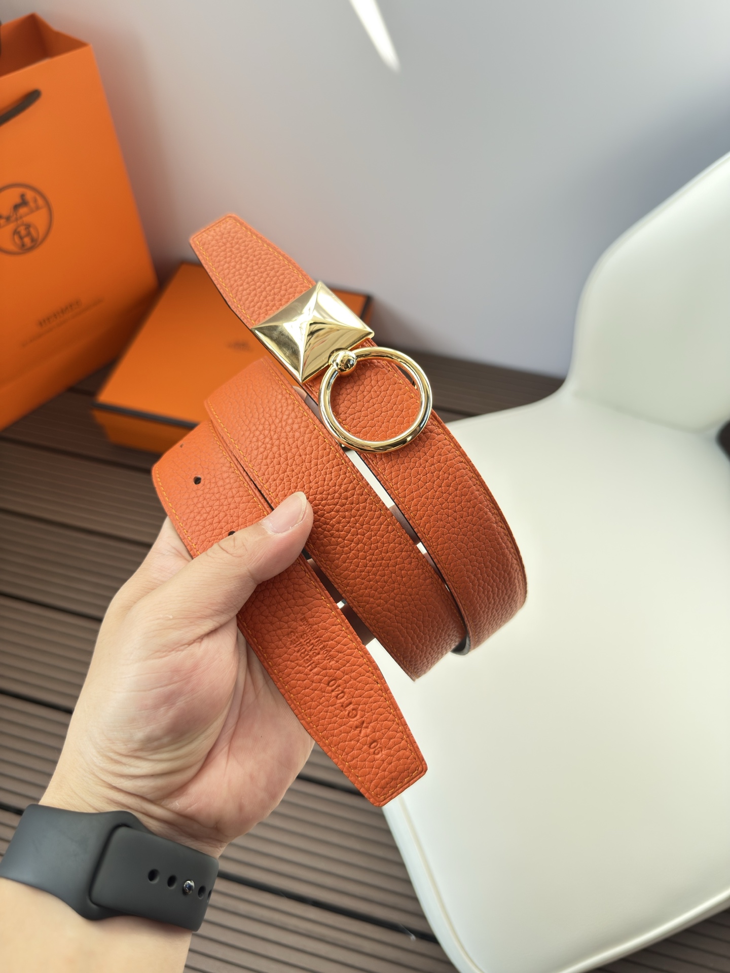  Hermès 双面进口原版皮料 纯钢五金 高端上档次  3.2CM