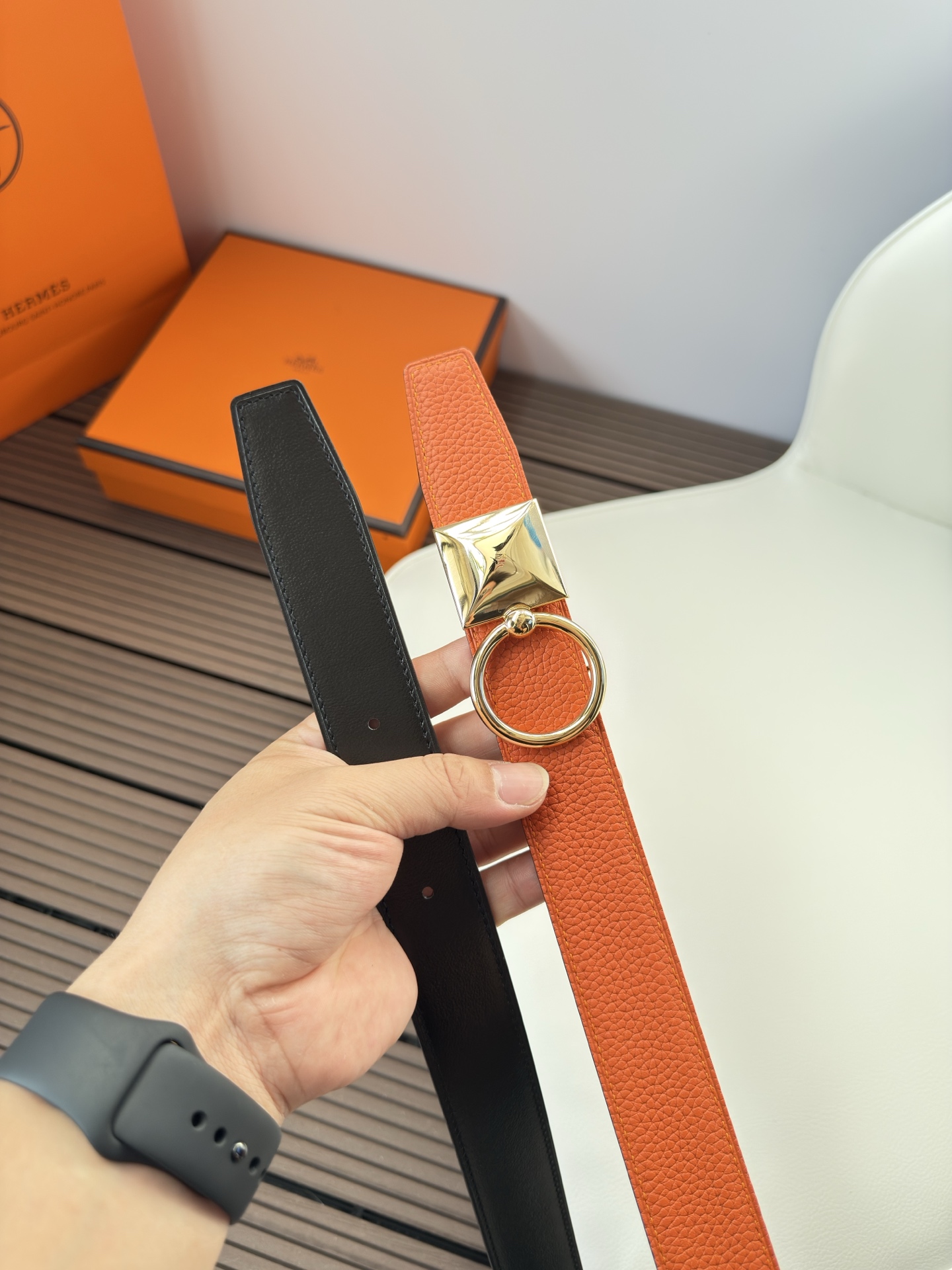  Hermès 双面进口原版皮料 纯钢五金 高端上档次  3.2CM