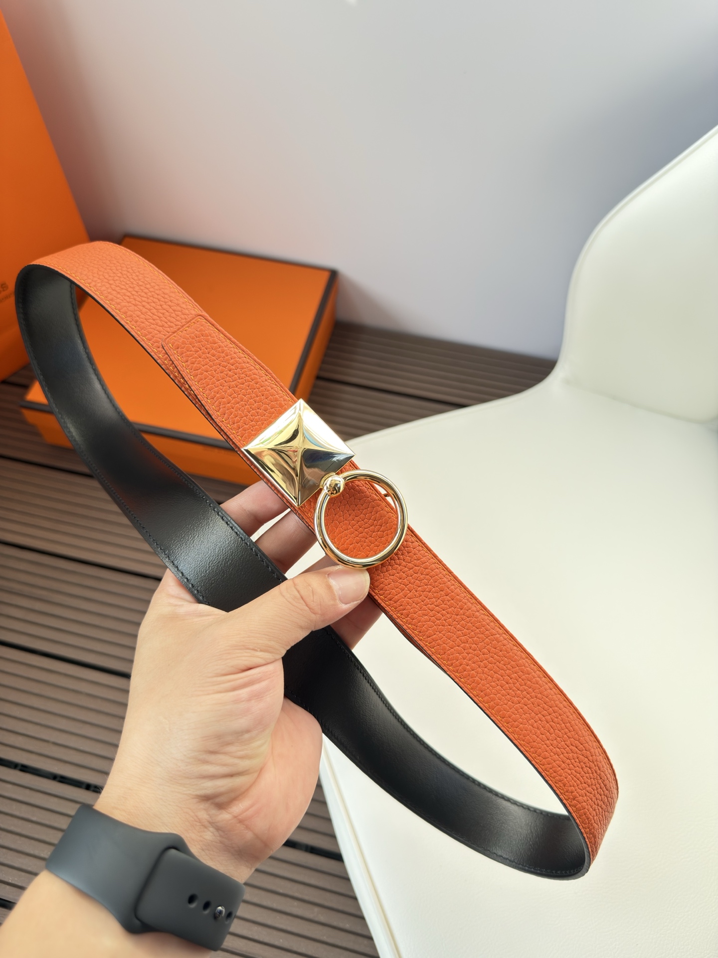  Hermès 双面进口原版皮料 纯钢五金 高端上档次  3.2CM