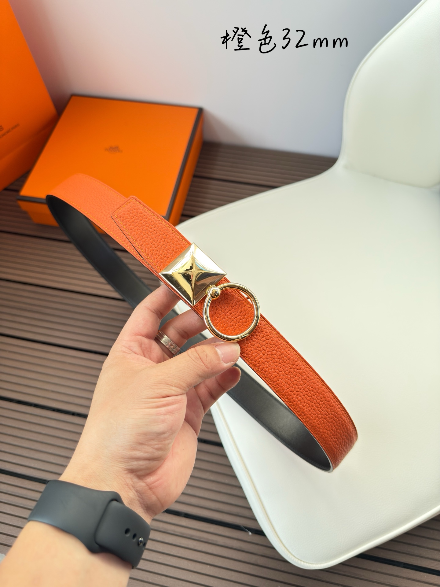  Hermès 双面进口原版皮料 纯钢五金 高端上档次  3.2CM