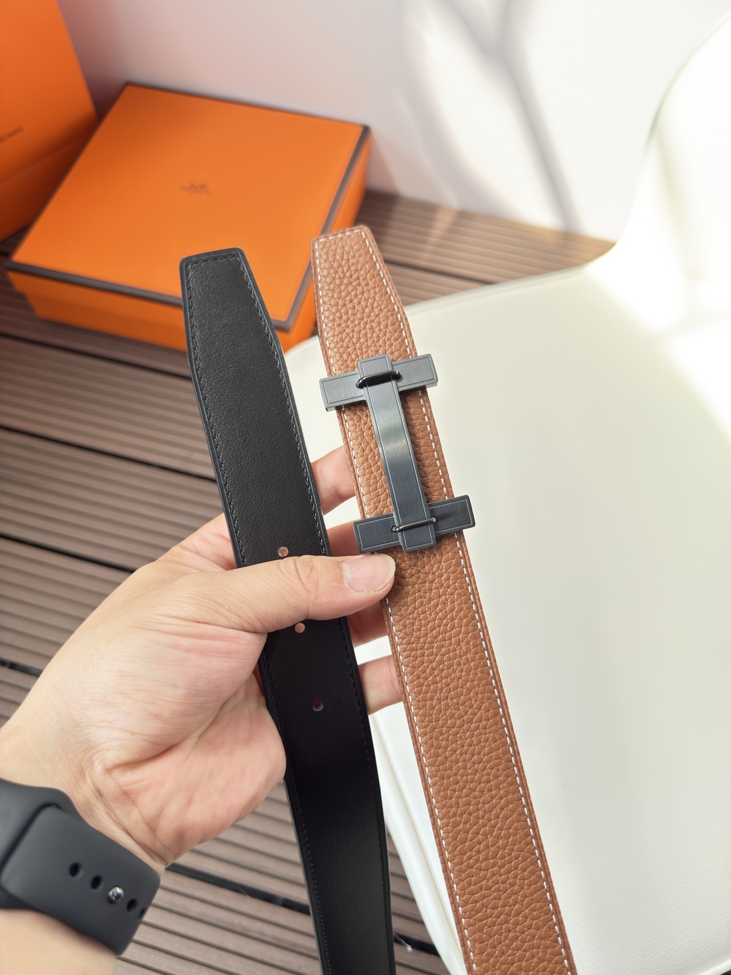  Hermès 双面进口原版皮料 纯钢五金 高端上档次  3.2CM