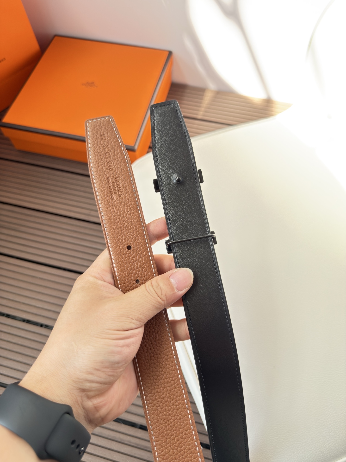  Hermès 双面进口原版皮料 纯钢五金 高端上档次  3.2CM