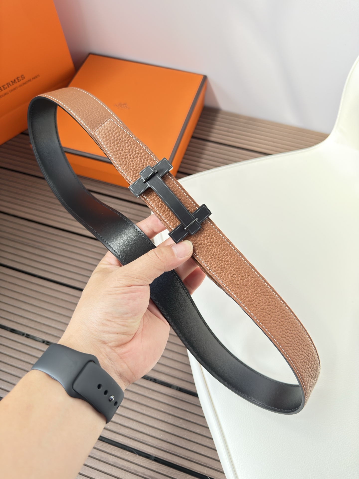 Hermès 双面进口原版皮料 纯钢五金 高端上档次  3.2CM