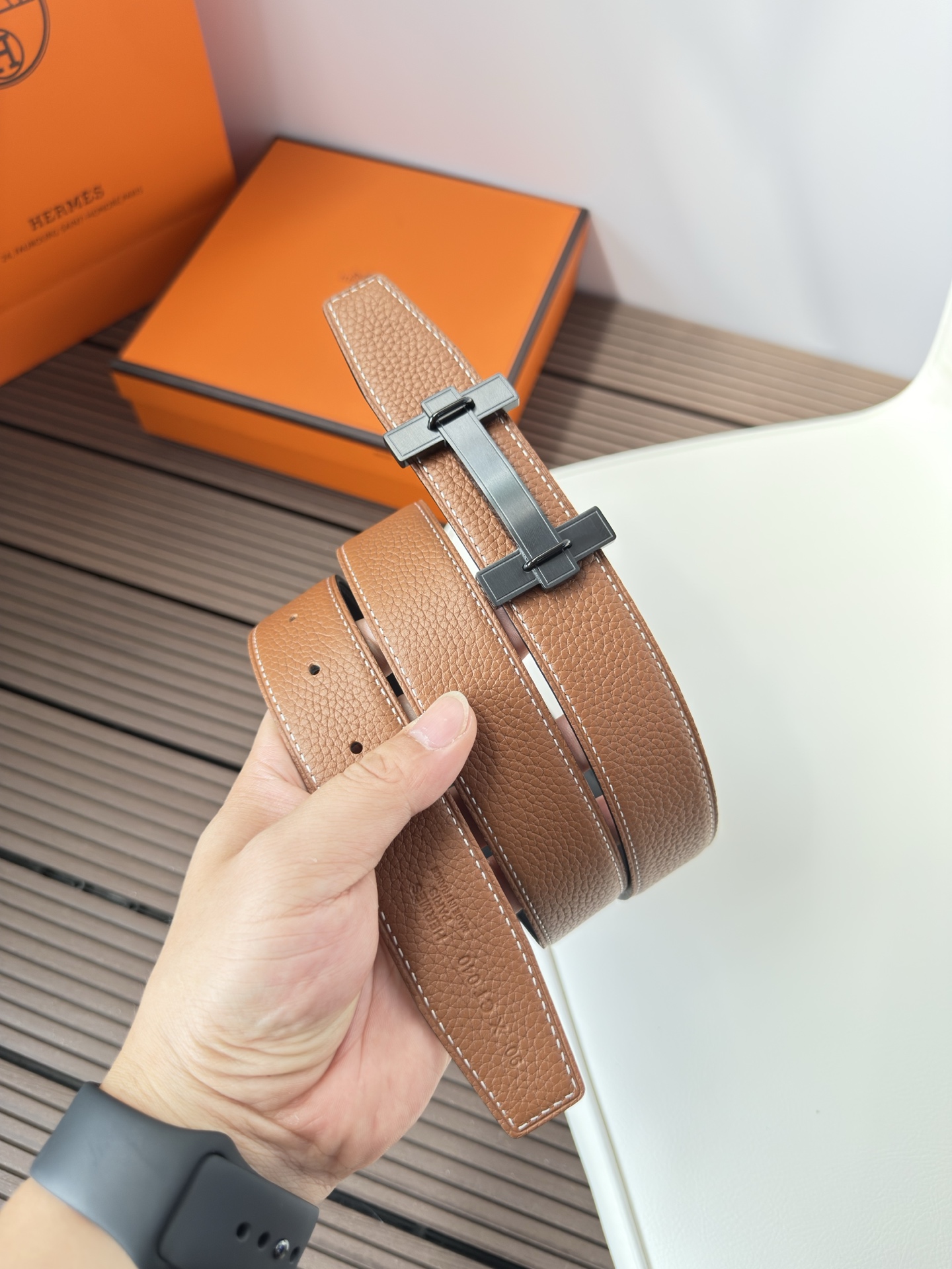  Hermès 双面进口原版皮料 纯钢五金 高端上档次  3.2CM