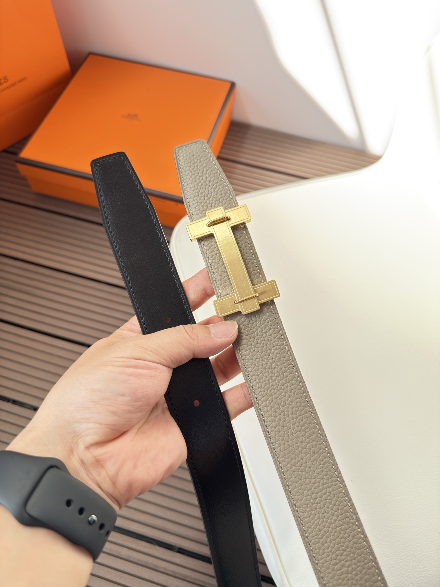  Hermès 双面进口原版皮料 纯钢五金 高端上档次  3.2CM