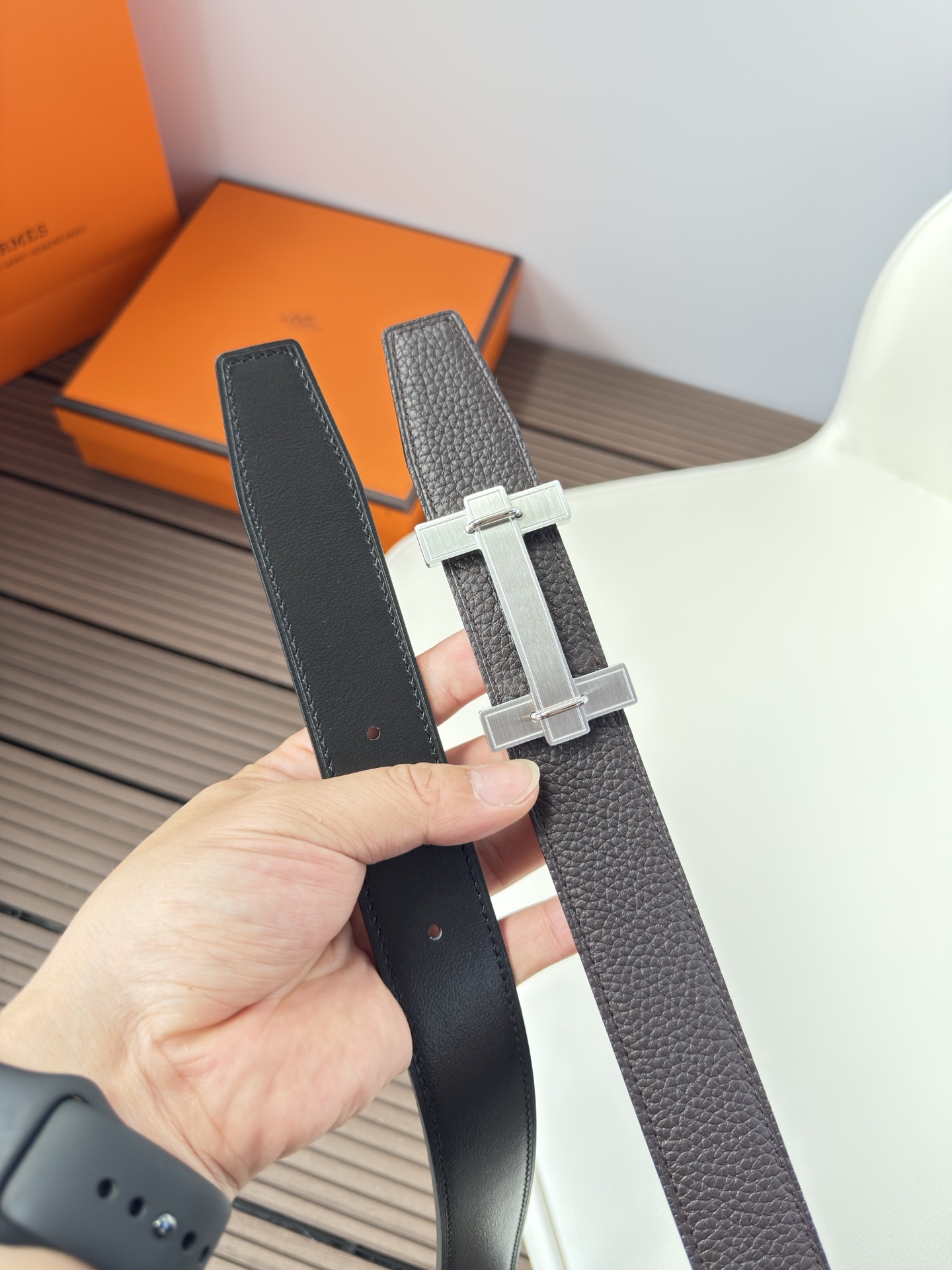  Hermès 双面进口原版皮料 纯钢五金 高端上档次  3.2CM