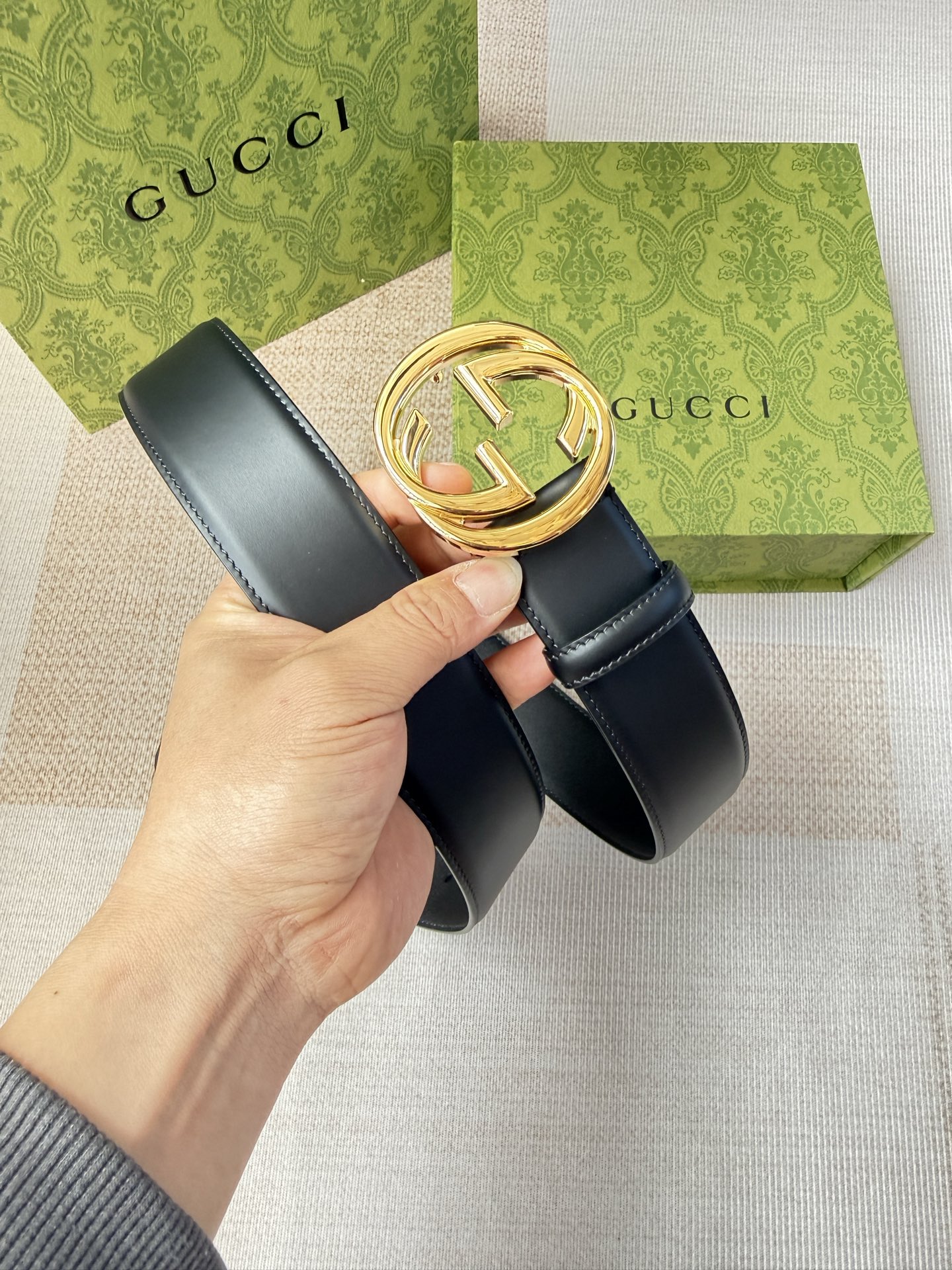 古驰双面小牛皮 搭配精品扣,原产皮料定制，专柜宽度4.0cm