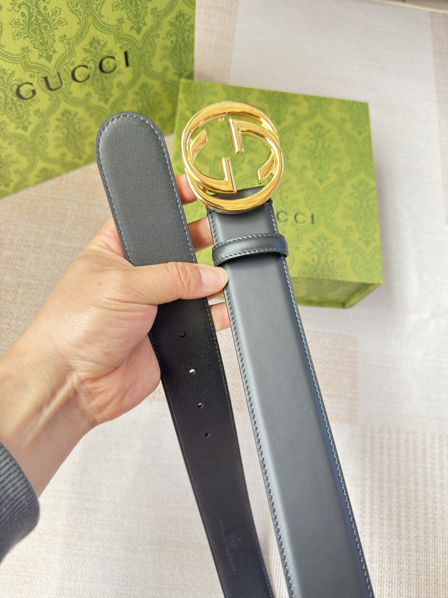 古驰双面小牛皮 搭配精品扣,原产皮料定制，专柜宽度4.0cm