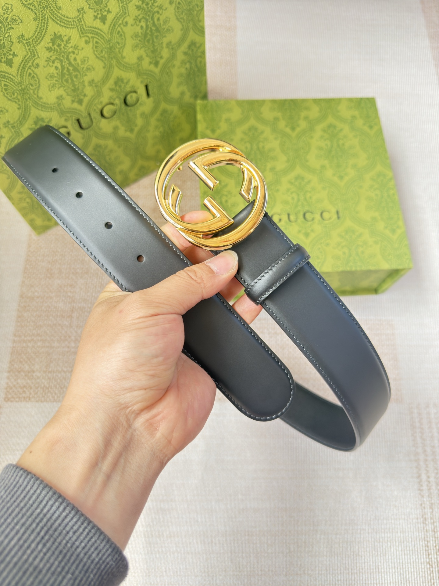 古驰双面小牛皮 搭配精品扣,原产皮料定制，专柜宽度4.0cm