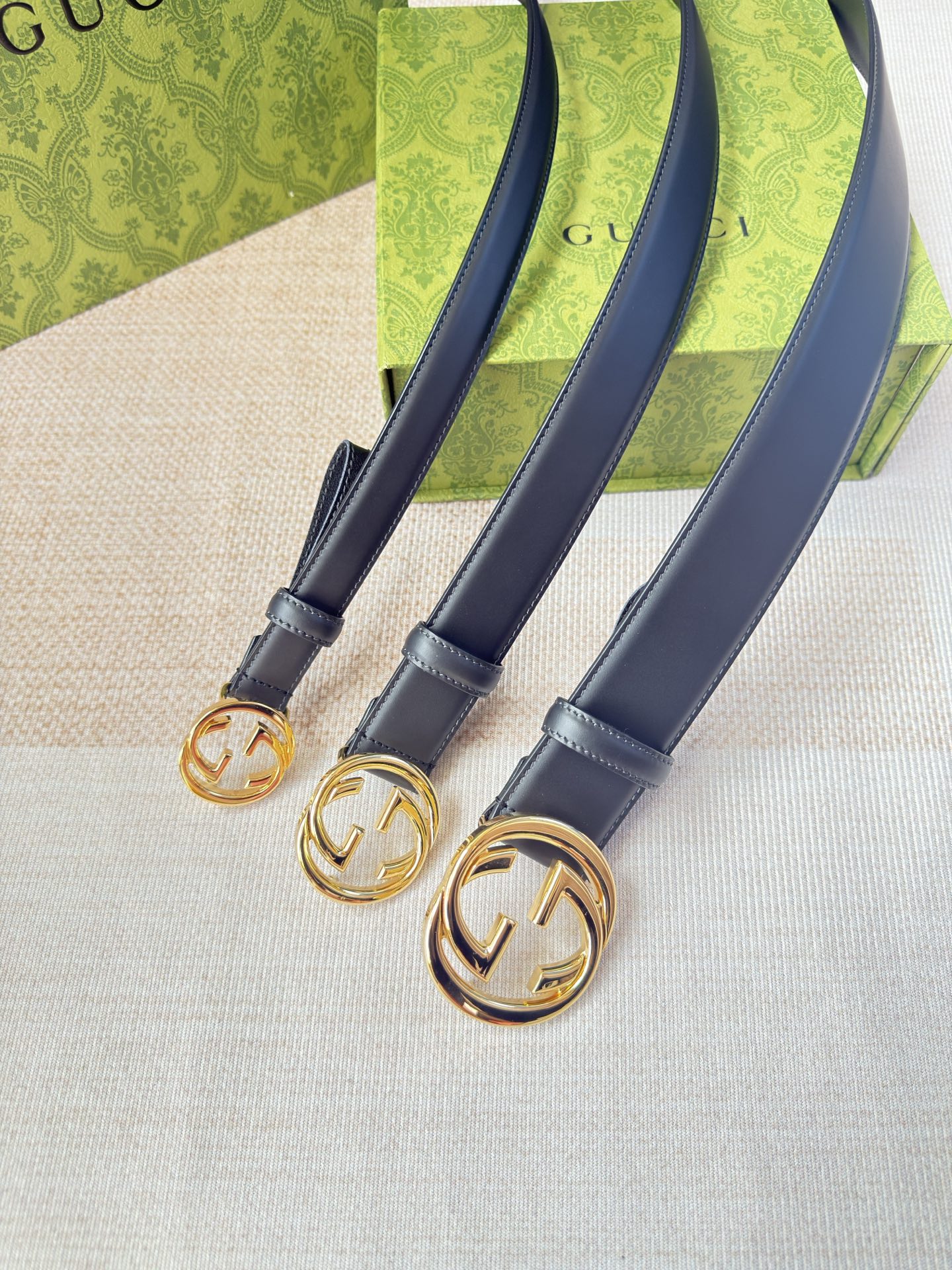 古驰双面小牛皮 搭配精品扣,原产皮料定制，专柜宽度2.0cm