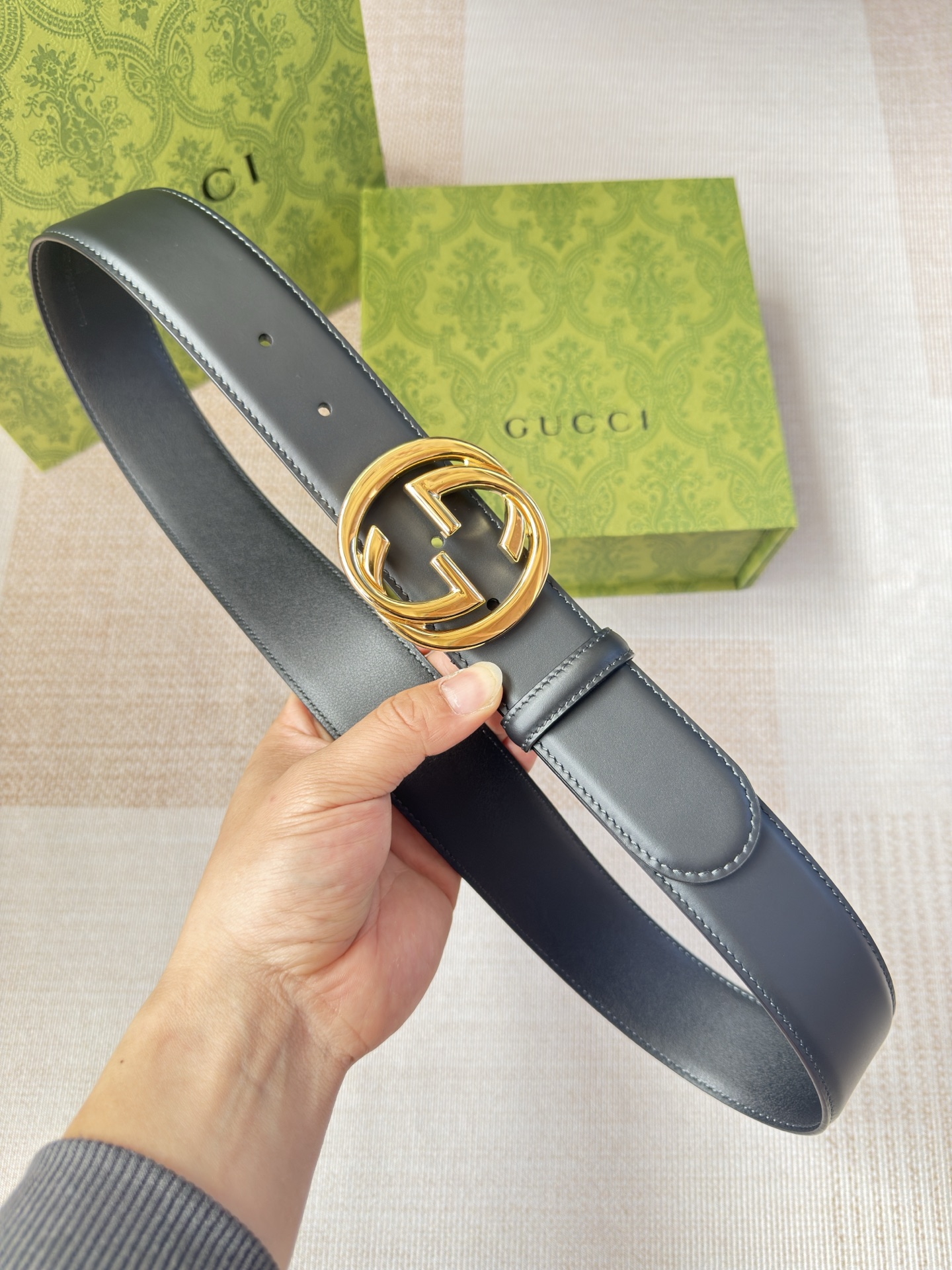 古驰双面小牛皮 搭配精品扣,原产皮料定制，专柜宽度4.0cm