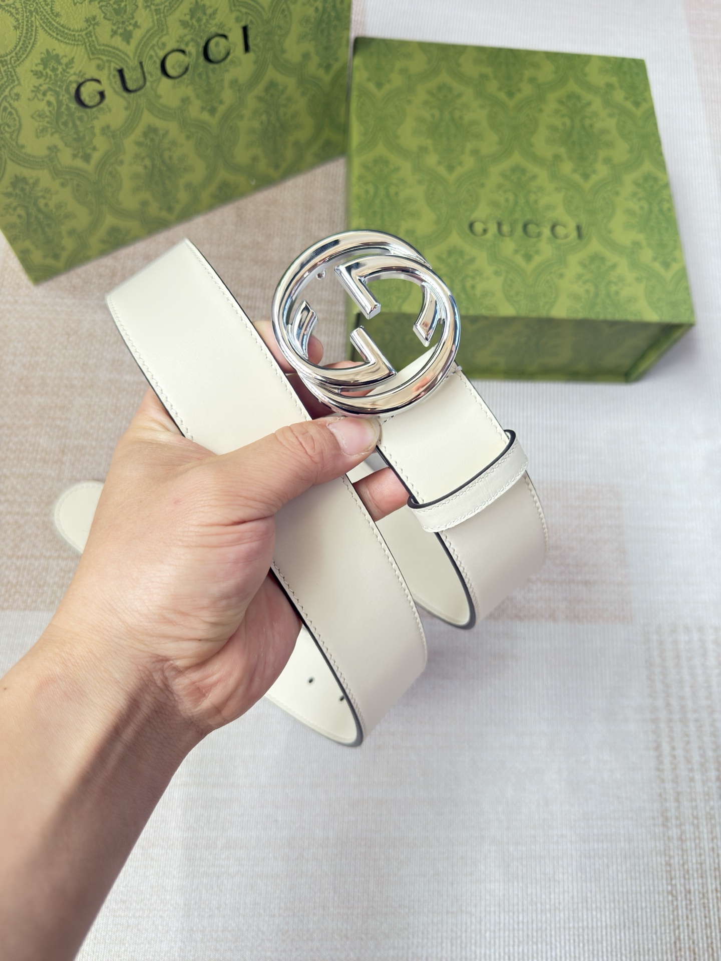 古驰双面小牛皮 搭配精品扣,原产皮料定制，专柜宽度4.0cm