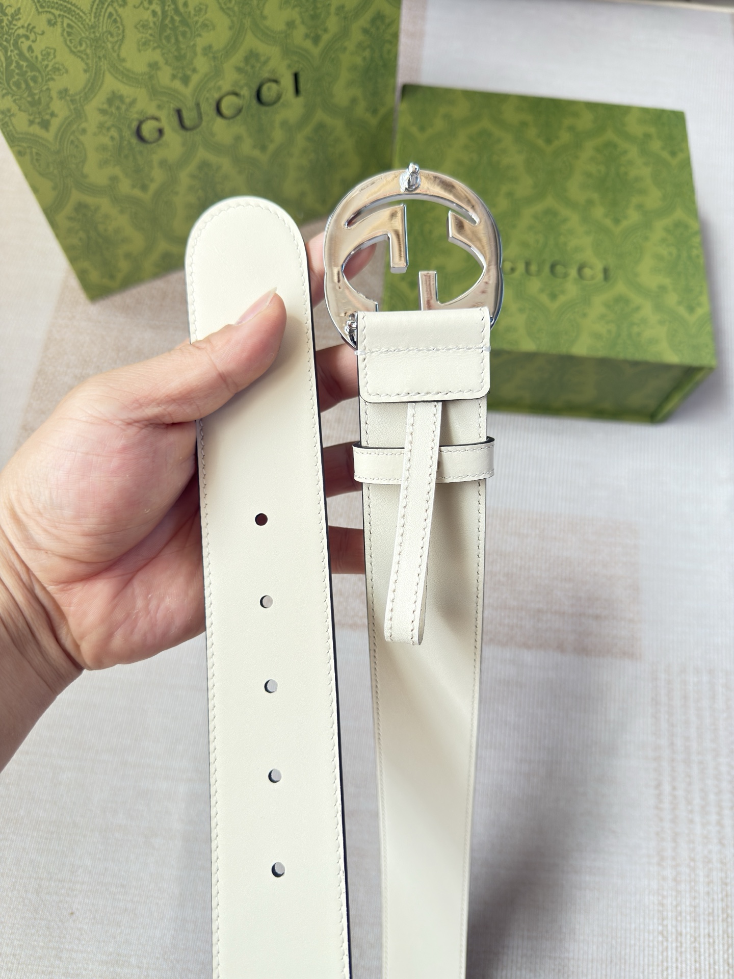 古驰双面小牛皮 搭配精品扣,原产皮料定制，专柜宽度4.0cm