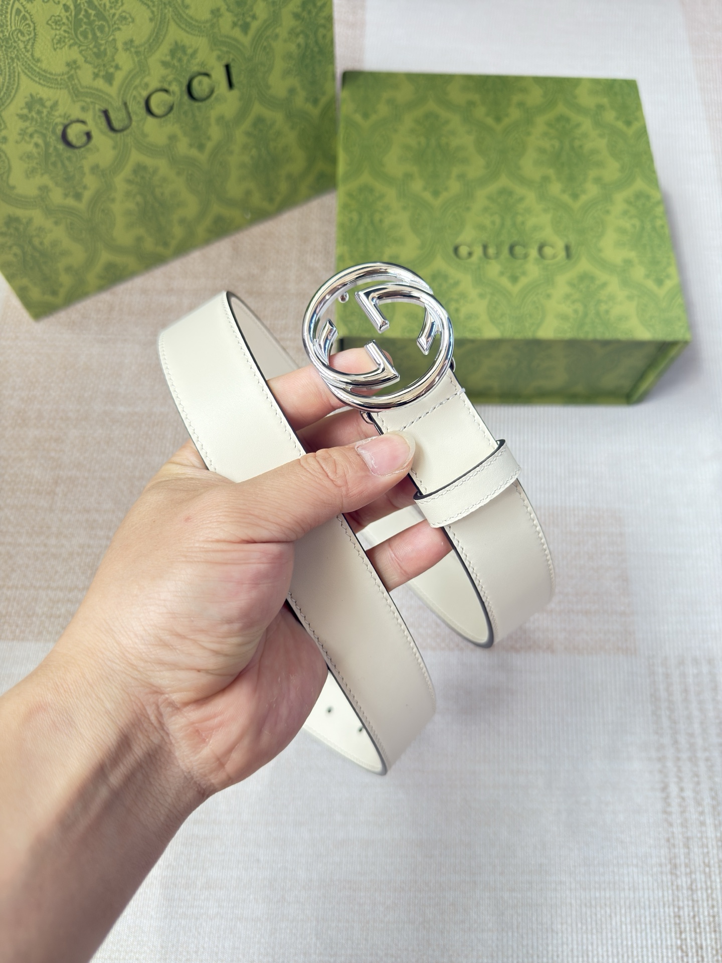 古驰双面小牛皮 搭配精品扣,原产皮料定制，专柜宽度3.0