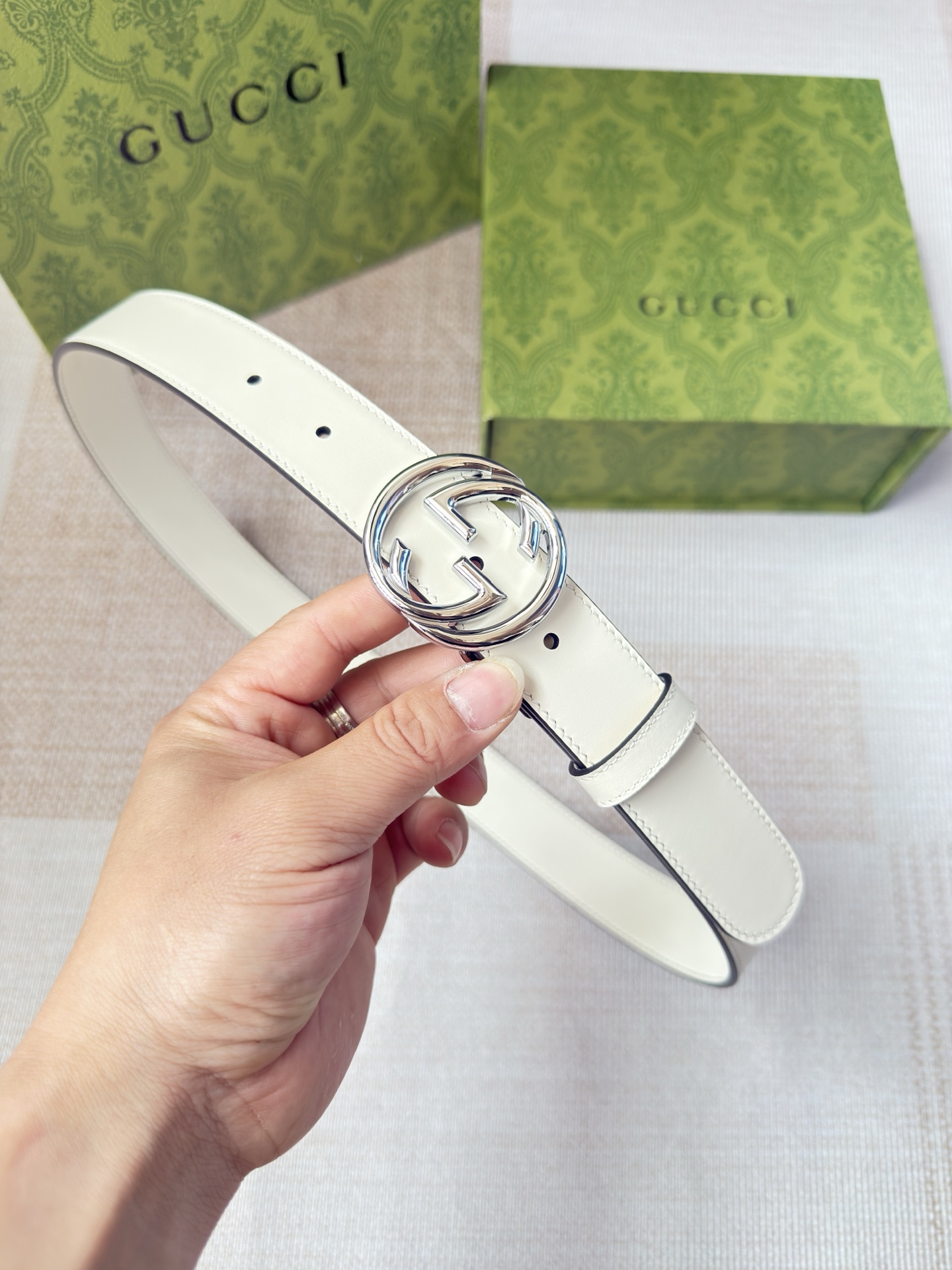 古驰双面小牛皮 搭配精品扣,原产皮料定制，专柜宽度3.0