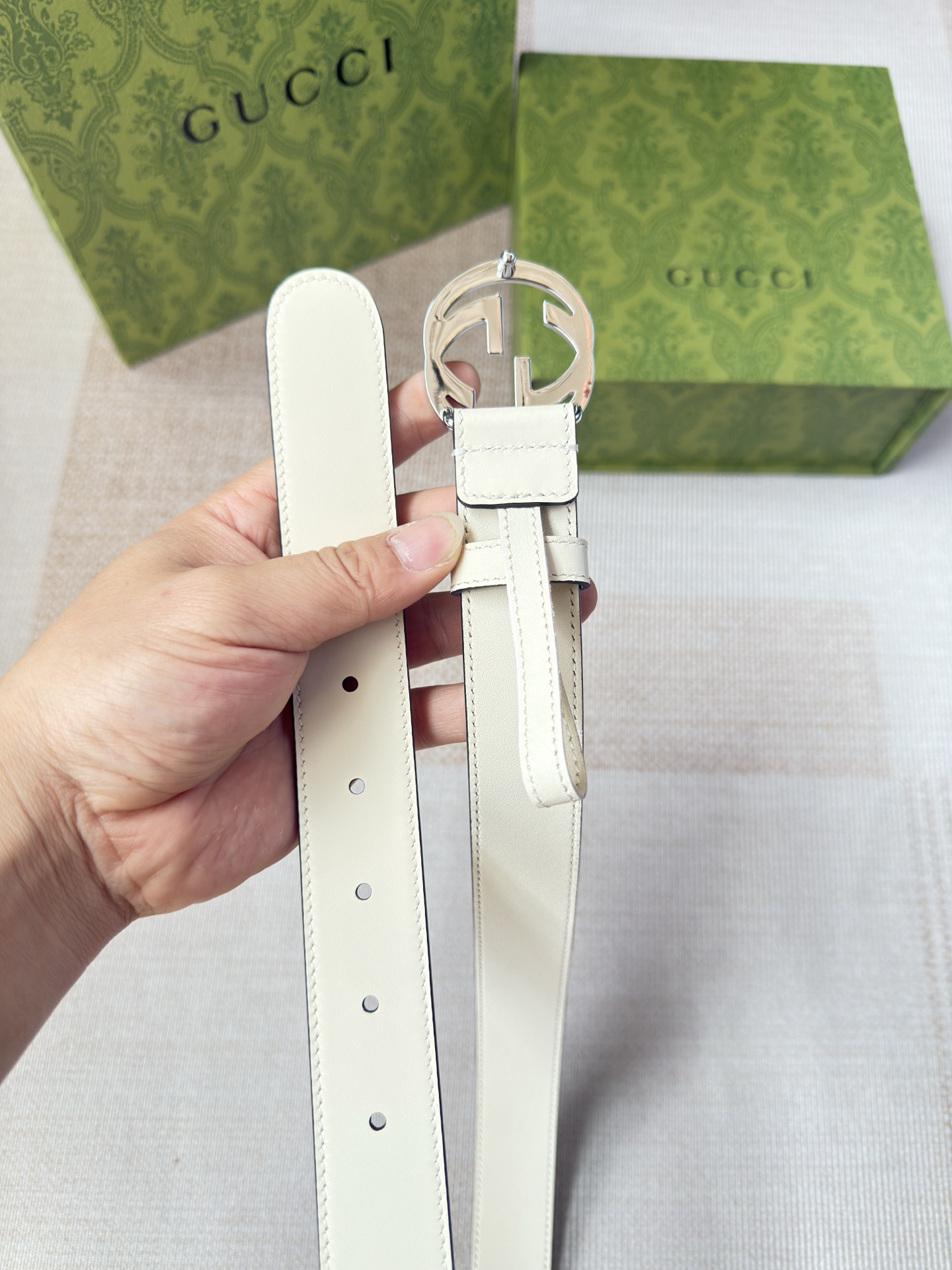 古驰双面小牛皮 搭配精品扣,原产皮料定制，专柜宽度3.0