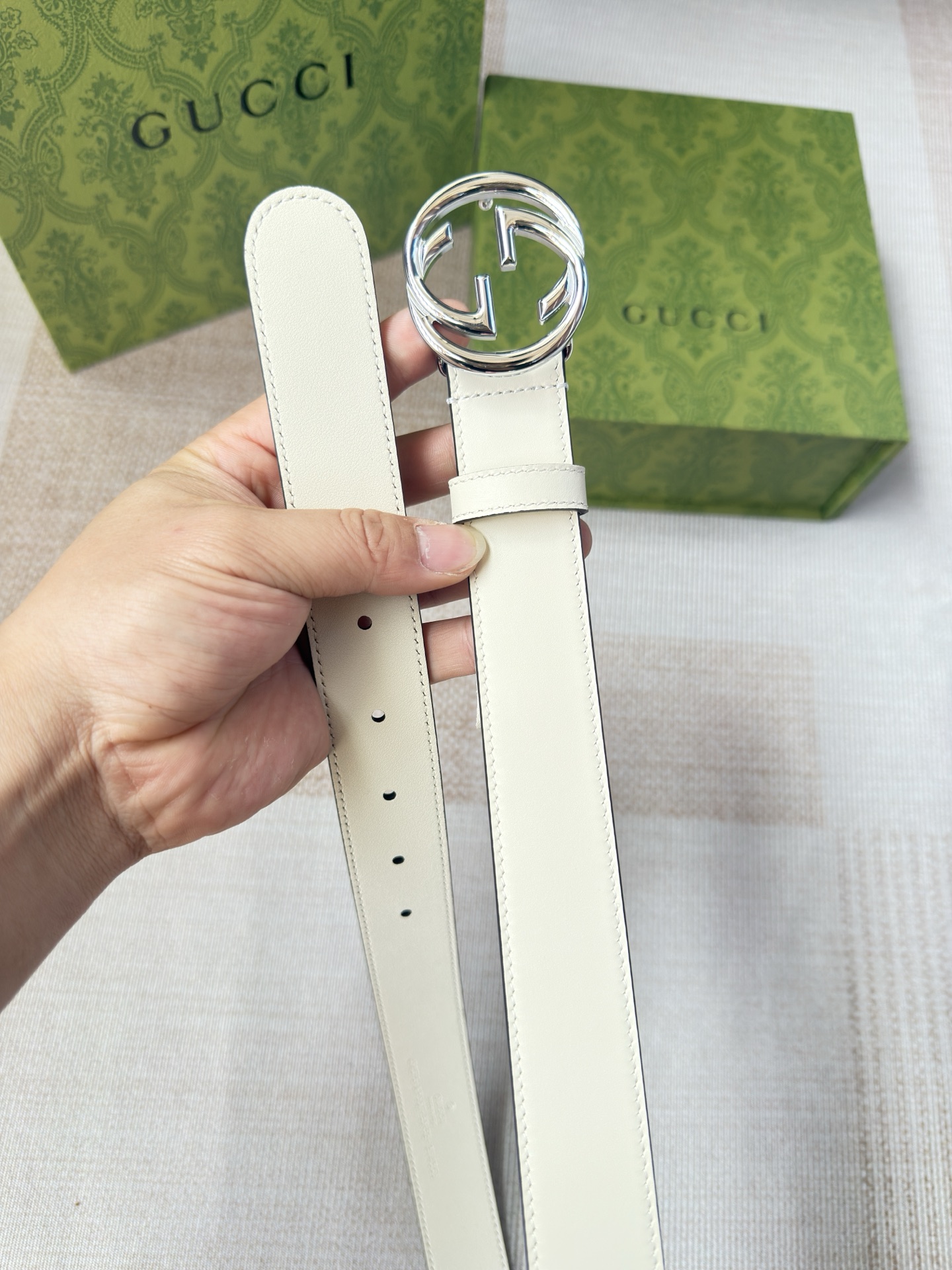 古驰双面小牛皮 搭配精品扣,原产皮料定制，专柜宽度3.0