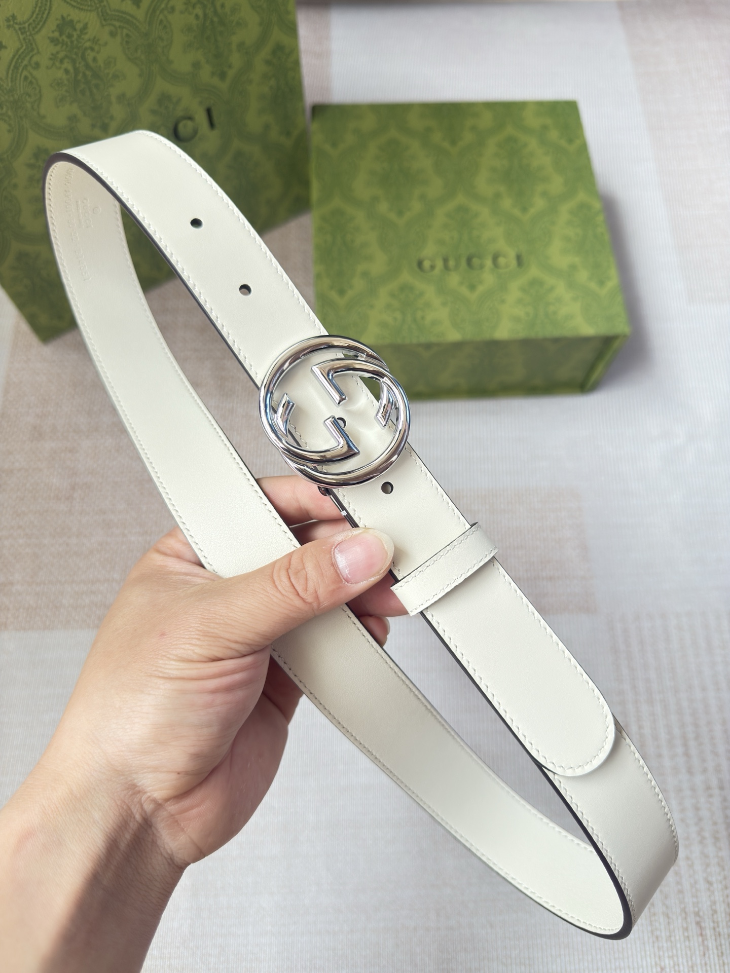 古驰双面小牛皮 搭配精品扣,原产皮料定制，专柜宽度3.0