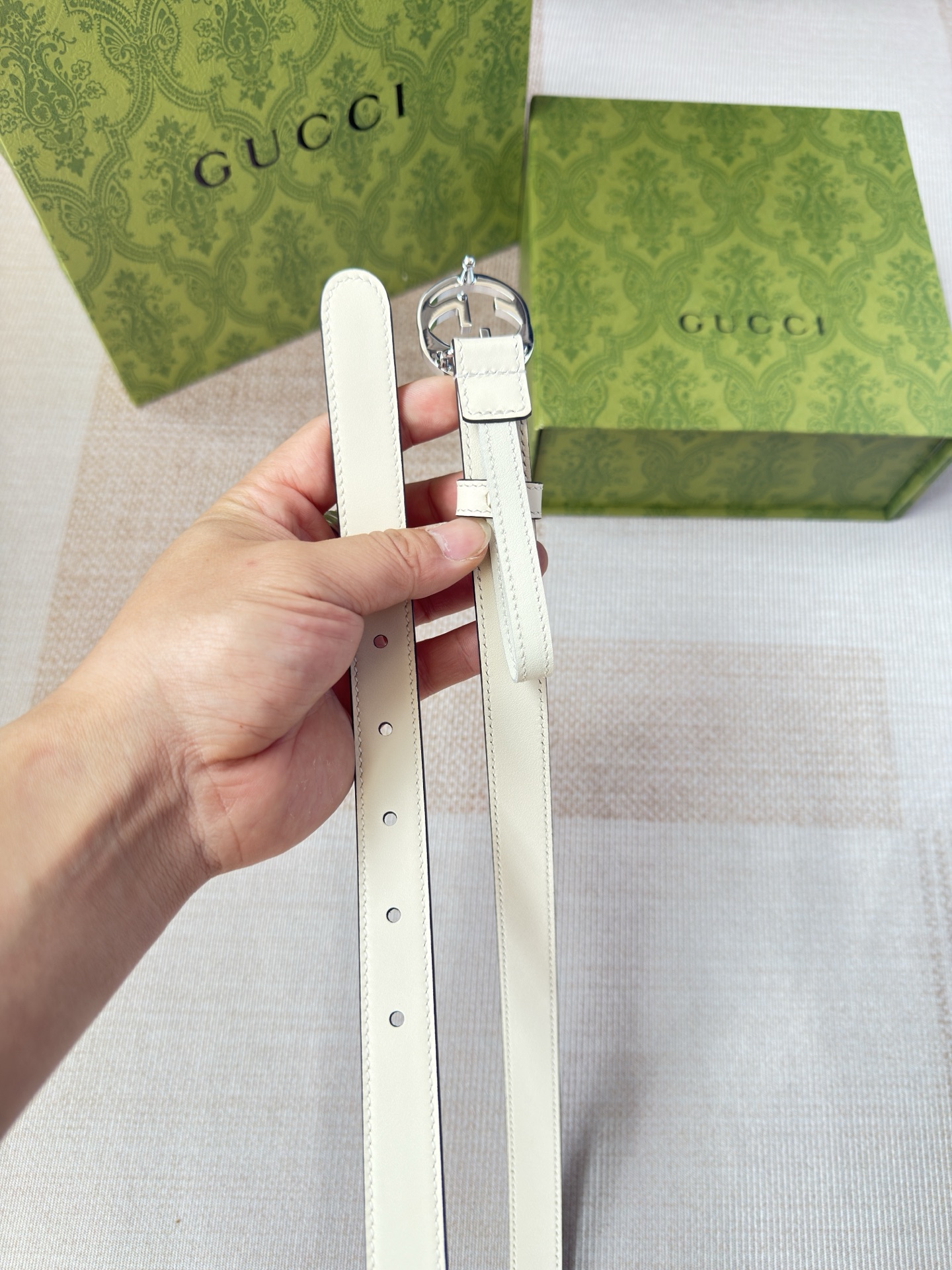 古驰双面小牛皮 搭配精品扣,原产皮料定制，专柜宽度3.0