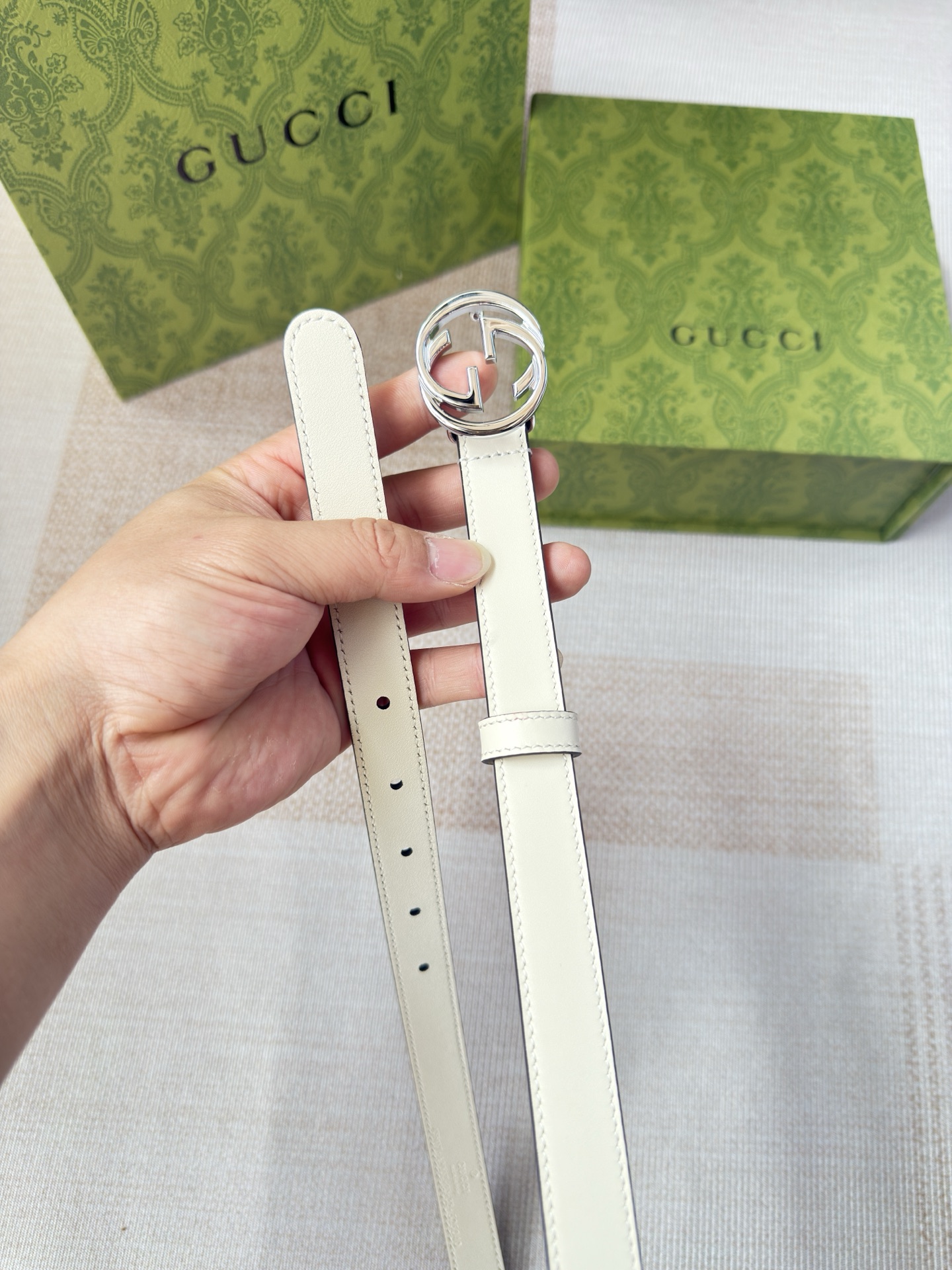 古驰双面小牛皮 搭配精品扣,原产皮料定制，专柜宽度3.0