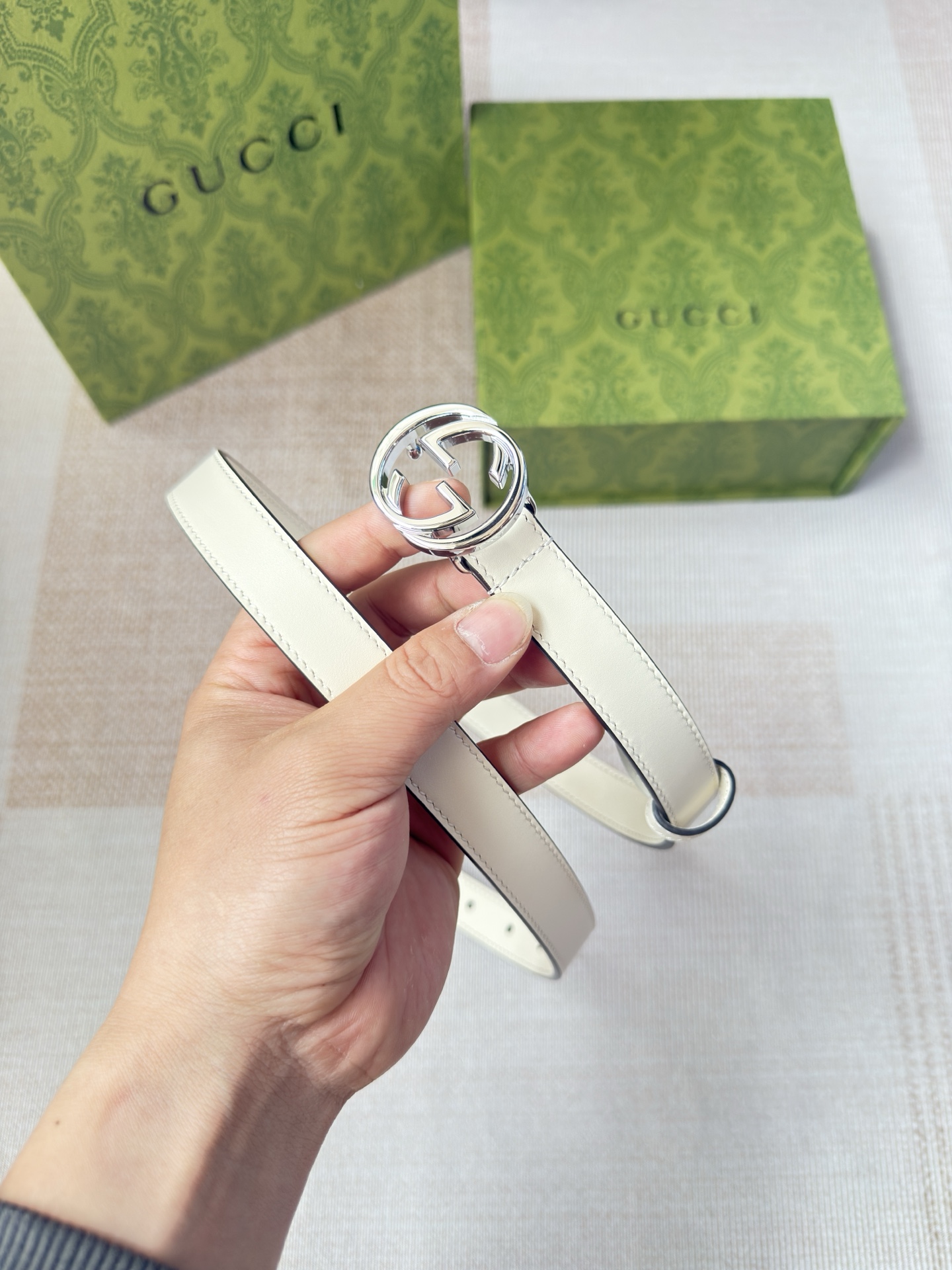 古驰双面小牛皮 搭配精品扣,原产皮料定制，专柜宽度3.0