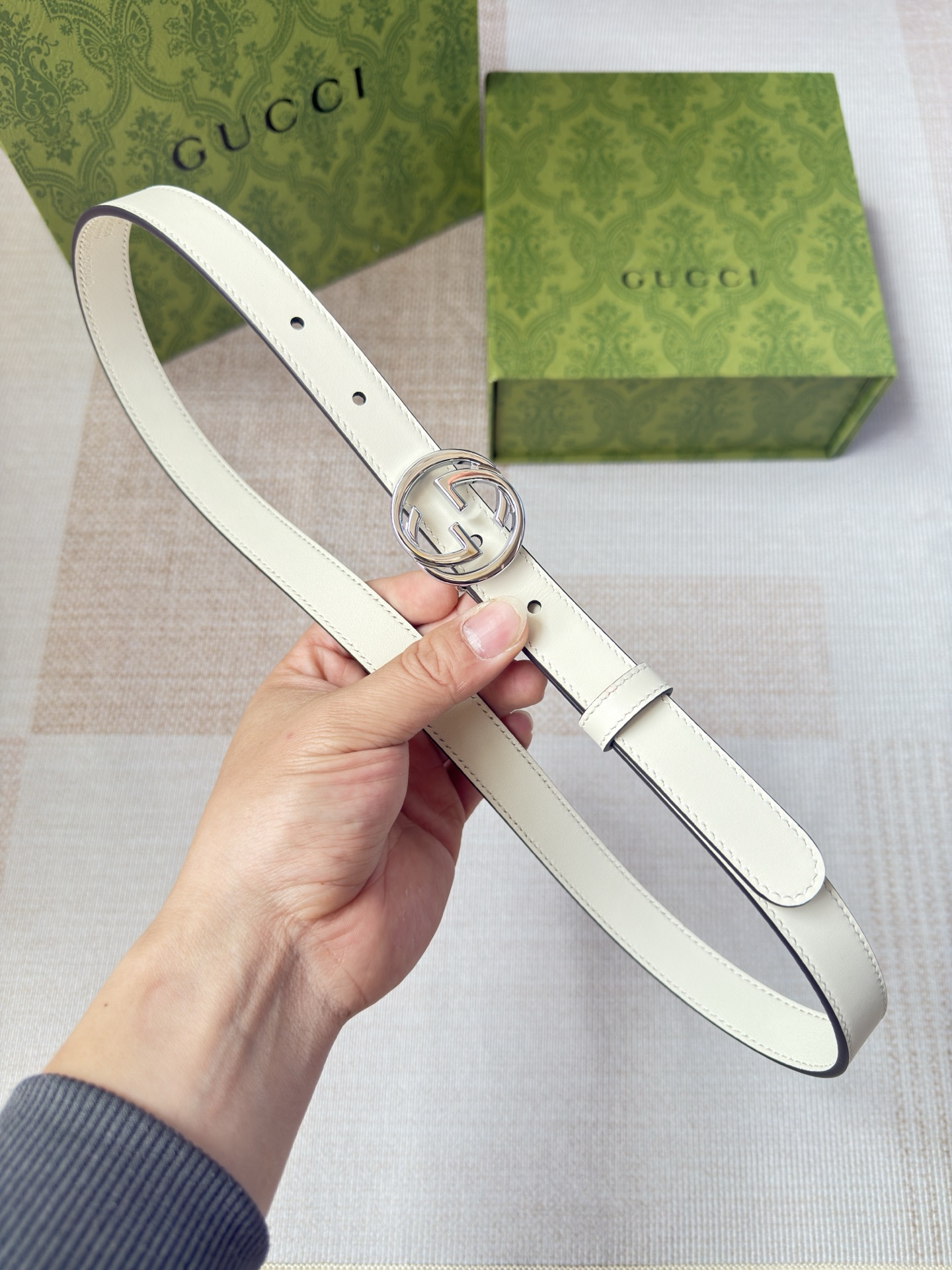 古驰双面小牛皮 搭配精品扣,原产皮料定制，专柜宽度3.0