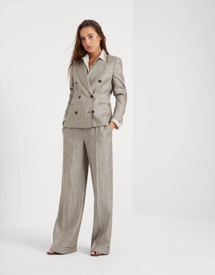 ZILIMARK Women's Brown Linen Blend Blazer, BC Inlaid Sparkling Twill 7 i1711789513 2232 0