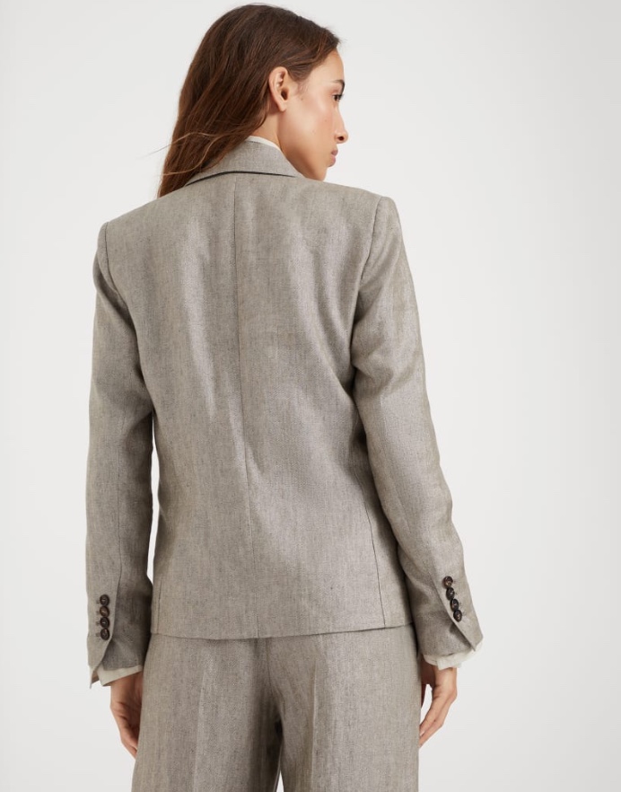ZILIMARK Women's Brown Linen Blend Blazer, BC Inlaid Sparkling Twill 4 i1711789513 518 4