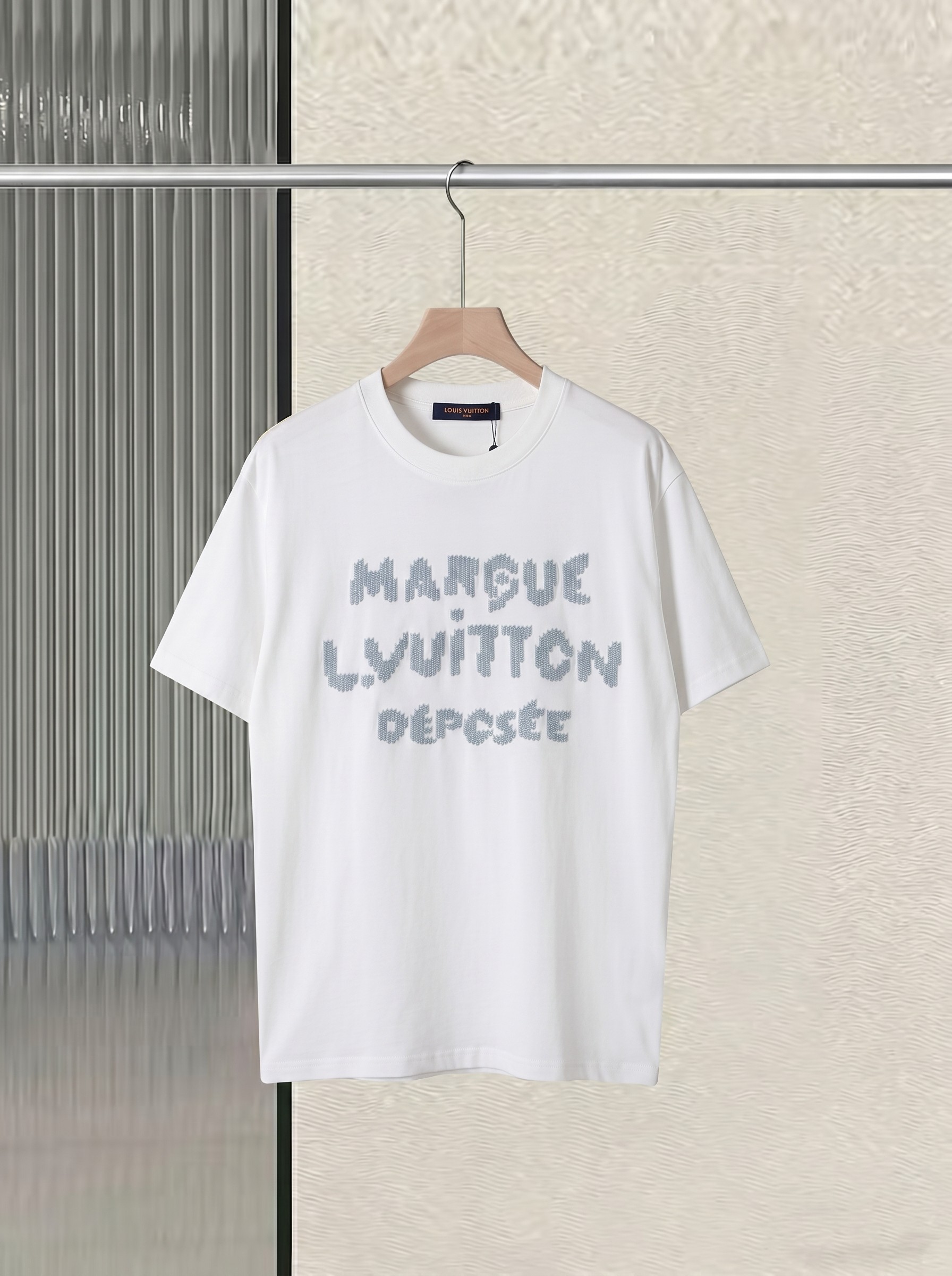 P80 Louis Vuitton nuevo bordado de toalla, camiseta de manga corta 100% algodón 280g, molde original 1:1, desarrollo ZP…