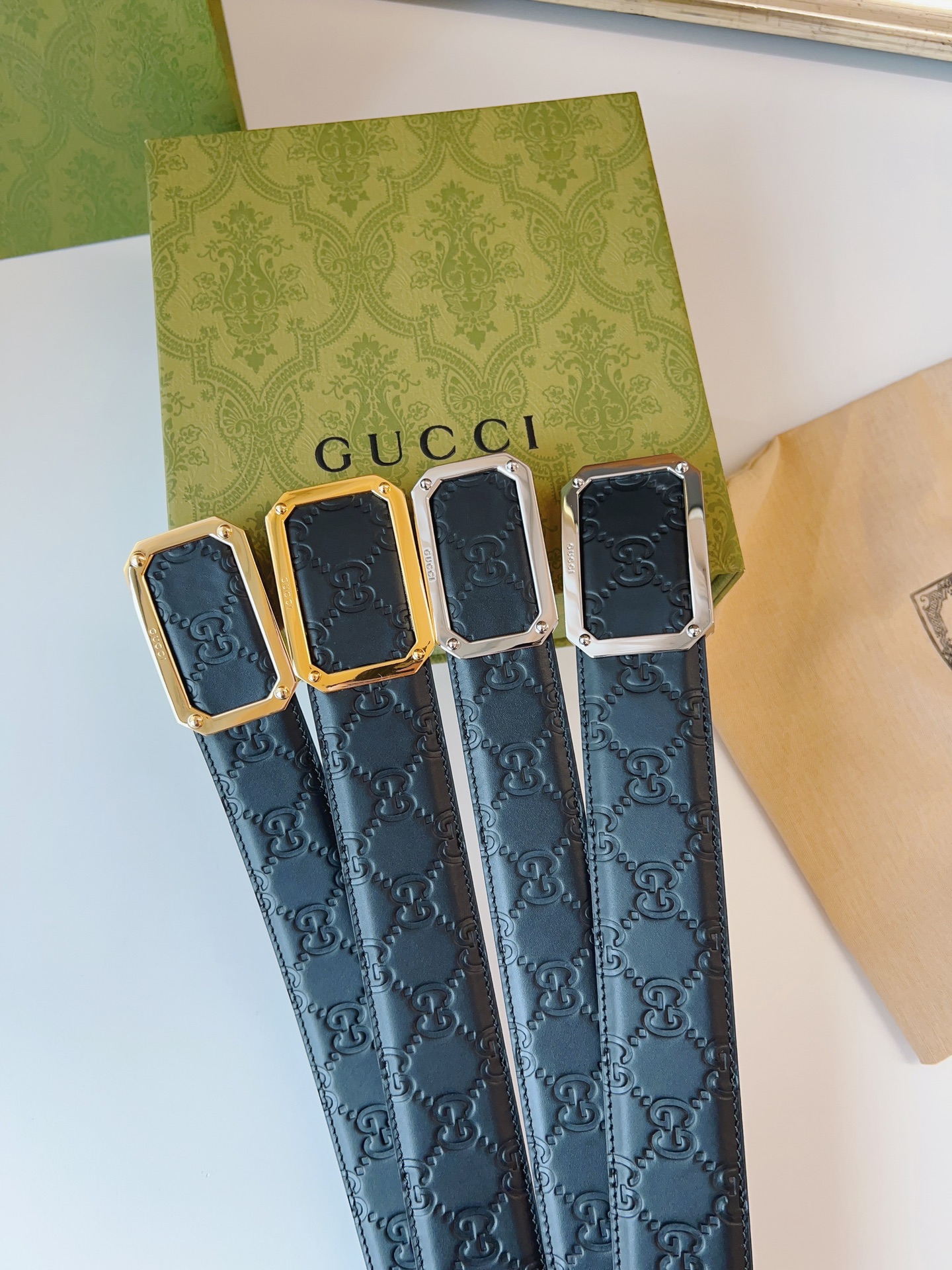 Gucci. Gucci Empaque completo 3.8cm/3.5cm, piel de ternera importada con estampado, réplica perfecta 1:1 de la tienda o…