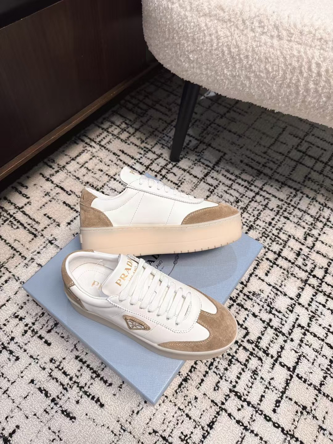 Prada Women's 25SS Runway Sneakers - Leather & Suede, Thick Sole 6 a1740230682761 2323
