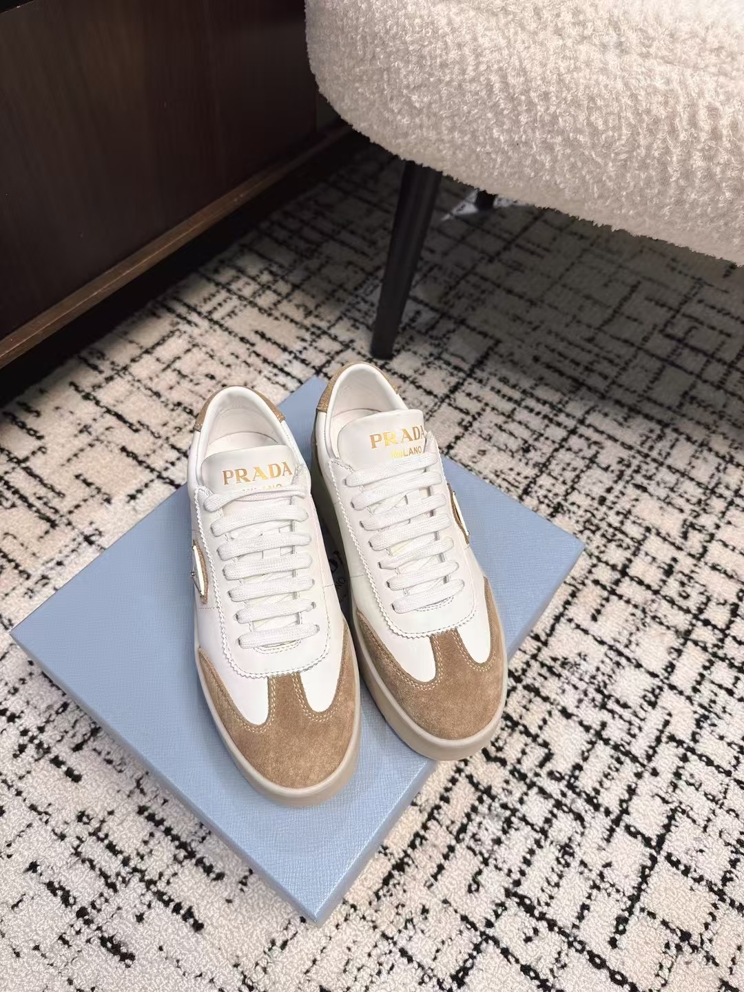 Prada Women's 25SS Runway Sneakers - Leather & Suede, Thick Sole 4 a1740230682766 0437
