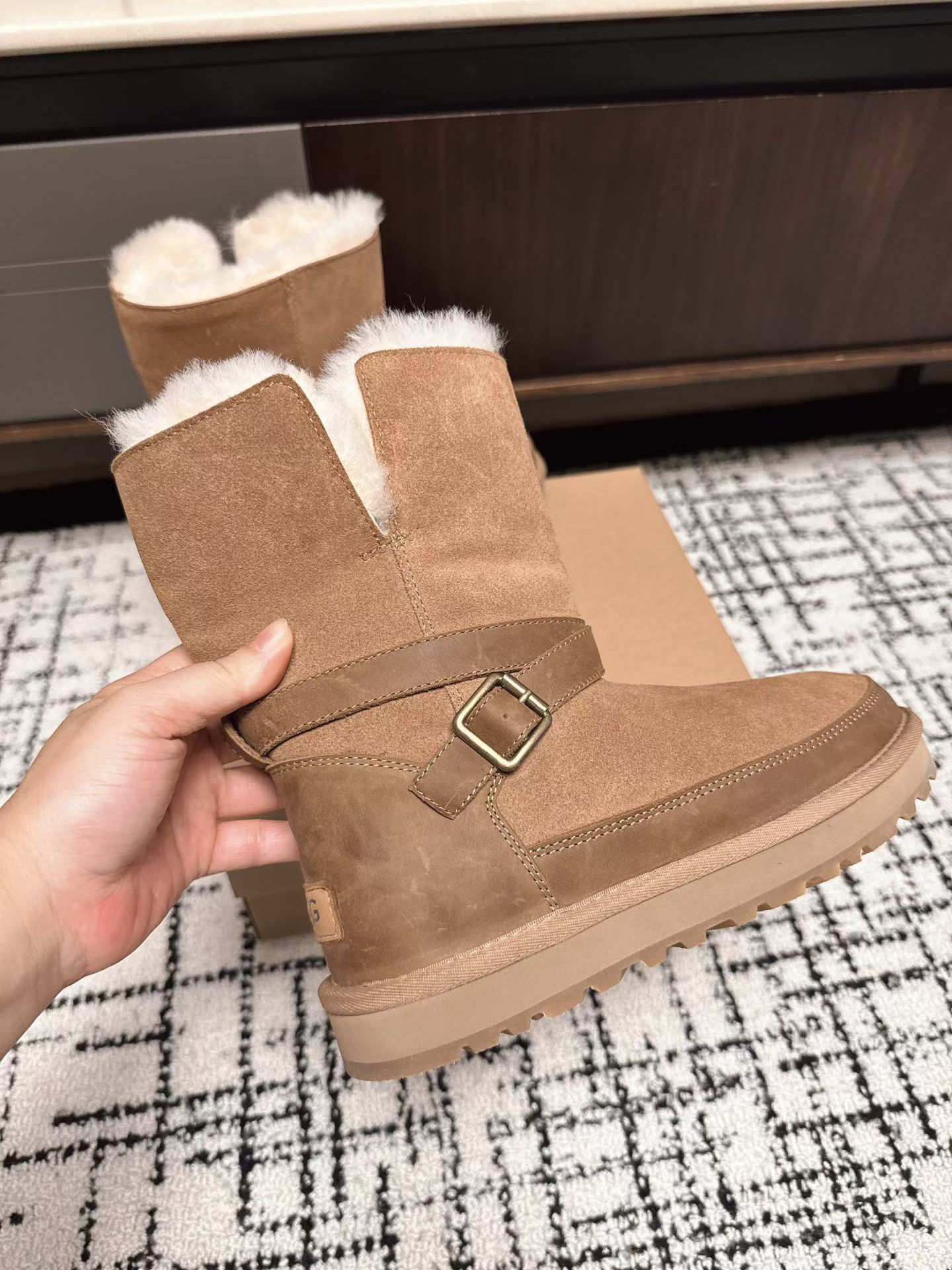 Ugg Women's Classic Short II Buckle Boot, Chestnut Suede, Warm & Stylish 8 a1760857571169 0764